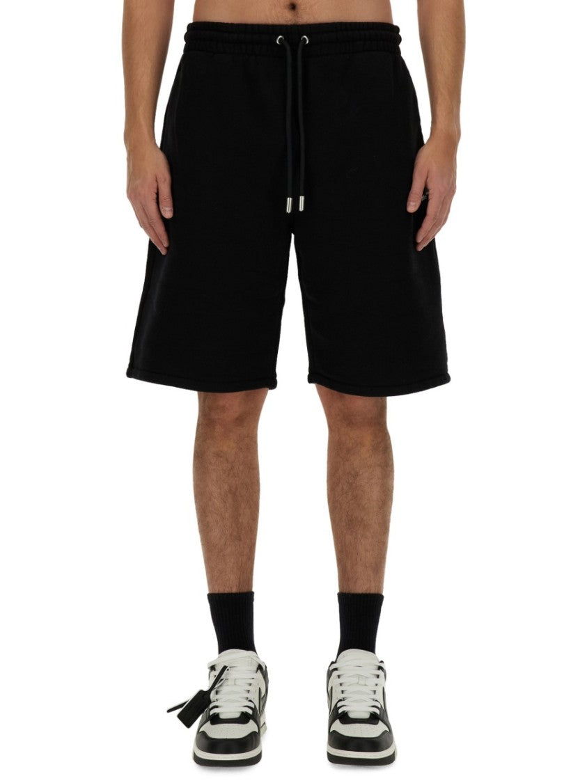 Black Bermuda Shorts With Logo Detail