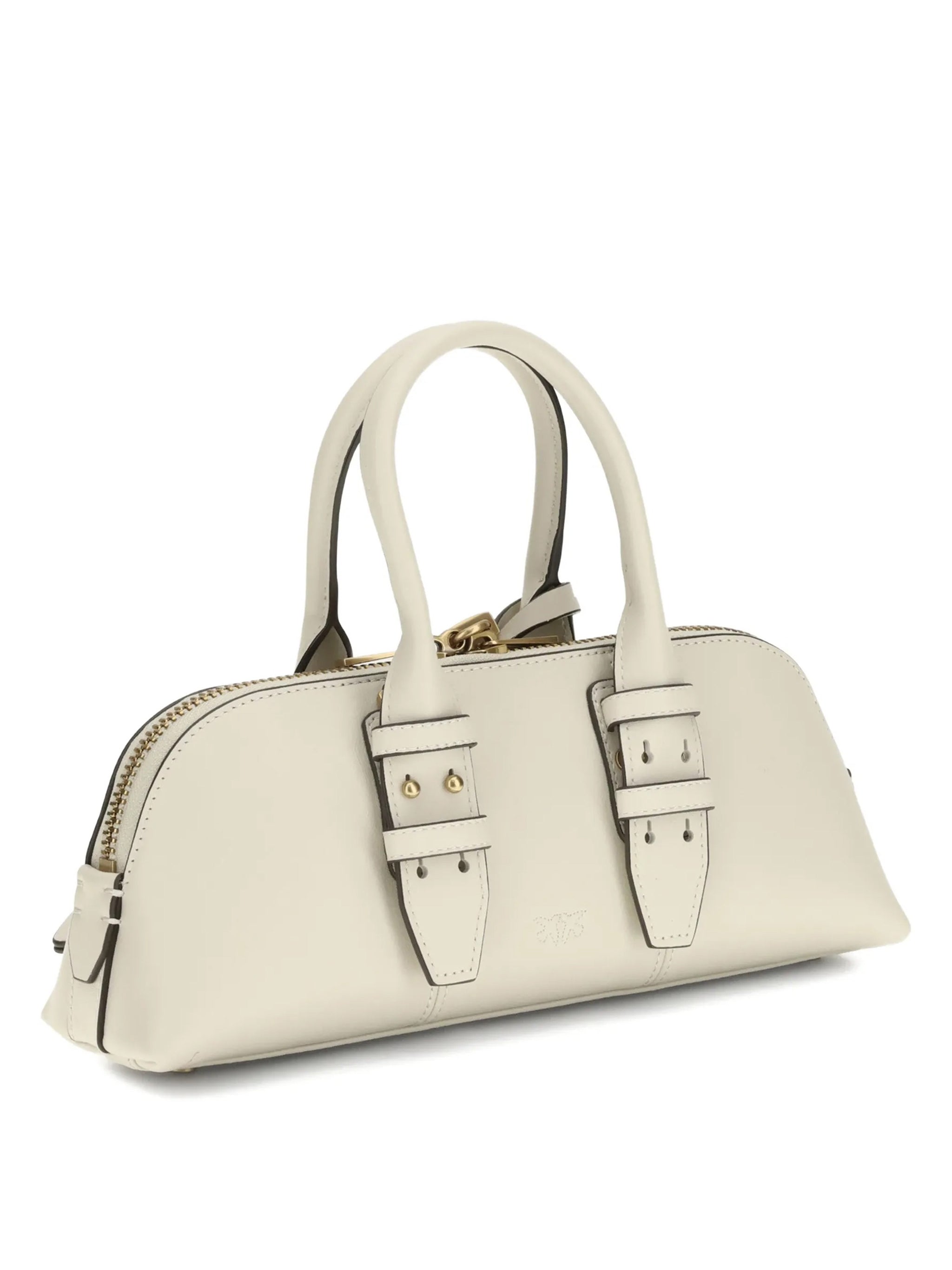 White Bowling Bag Horizontal Synthetic Handbag