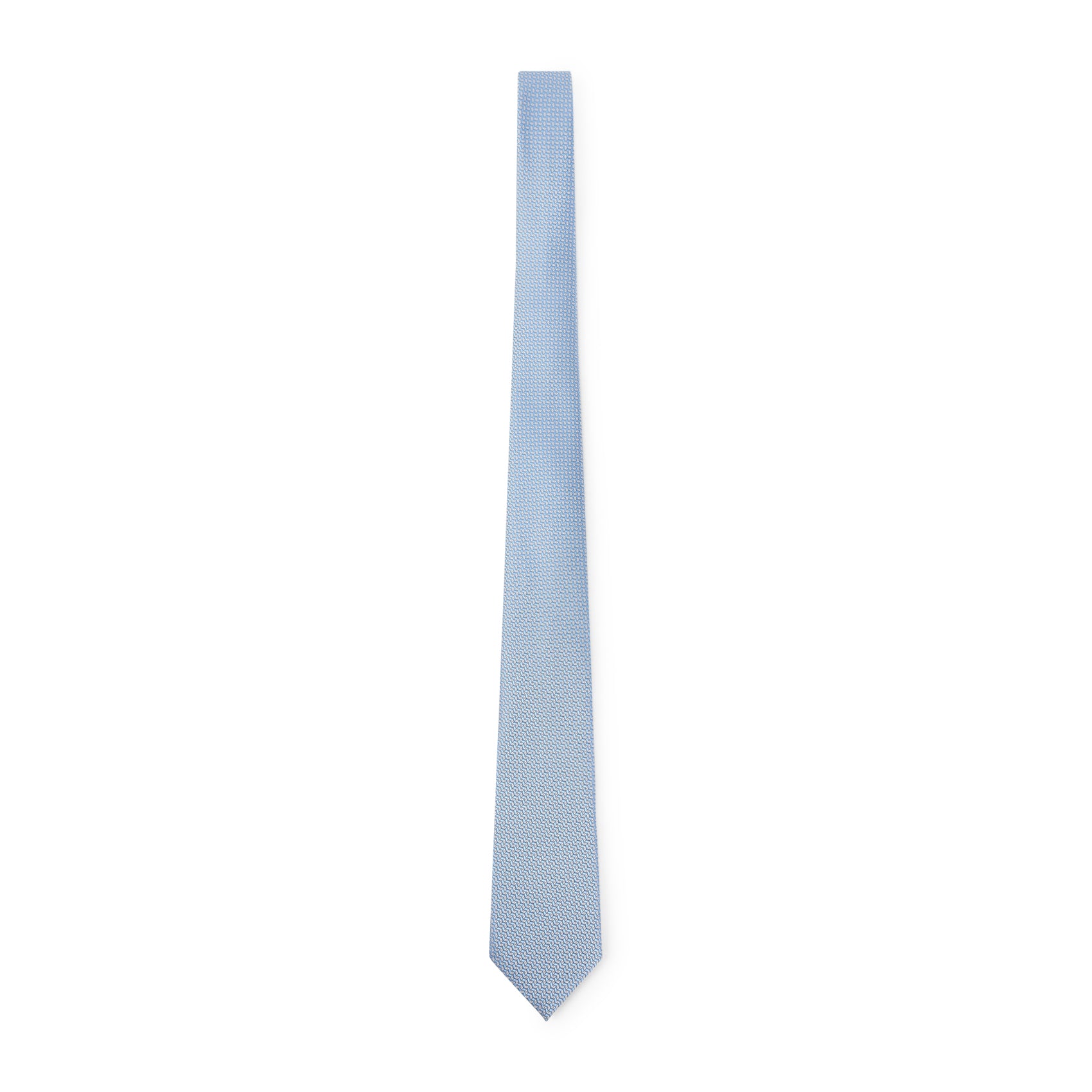 Slim Geometric Pattern Tie In Light Blue And White