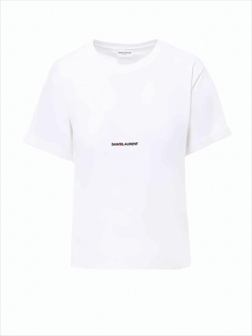 Minimalist White Cotton T-Shirt with Centered Logo