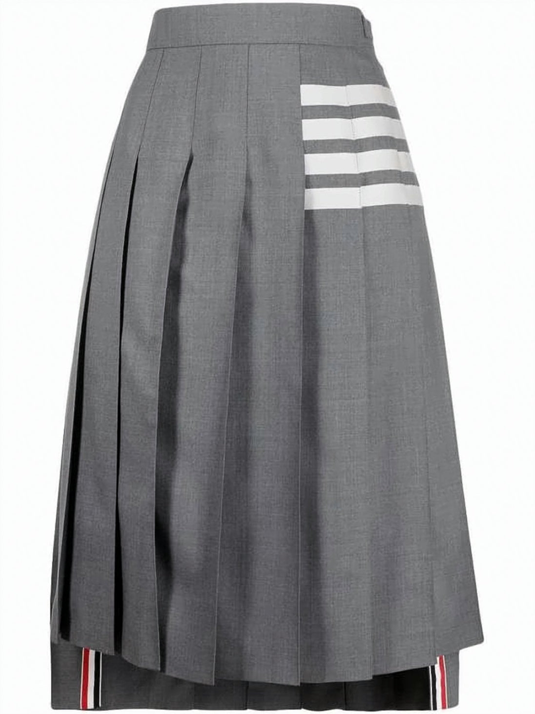 Pleated Midi Skirt with Striped Detail and Tailored Silhouette