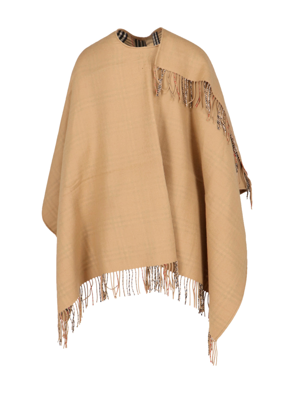 Reversible Merino Wool Mantle with Asymmetrical Hem