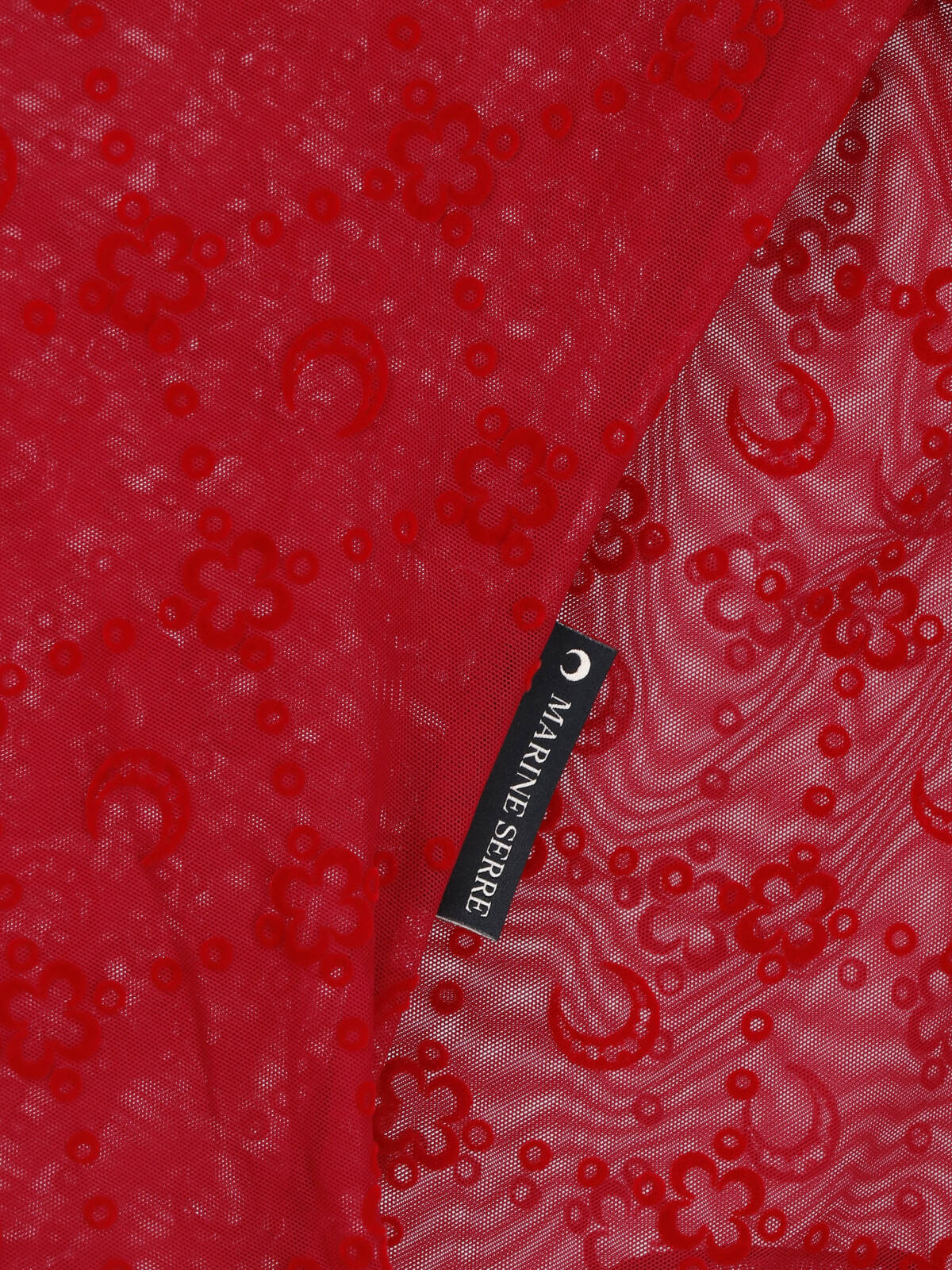 Red Semi-Transparent Monogram Fitted Top