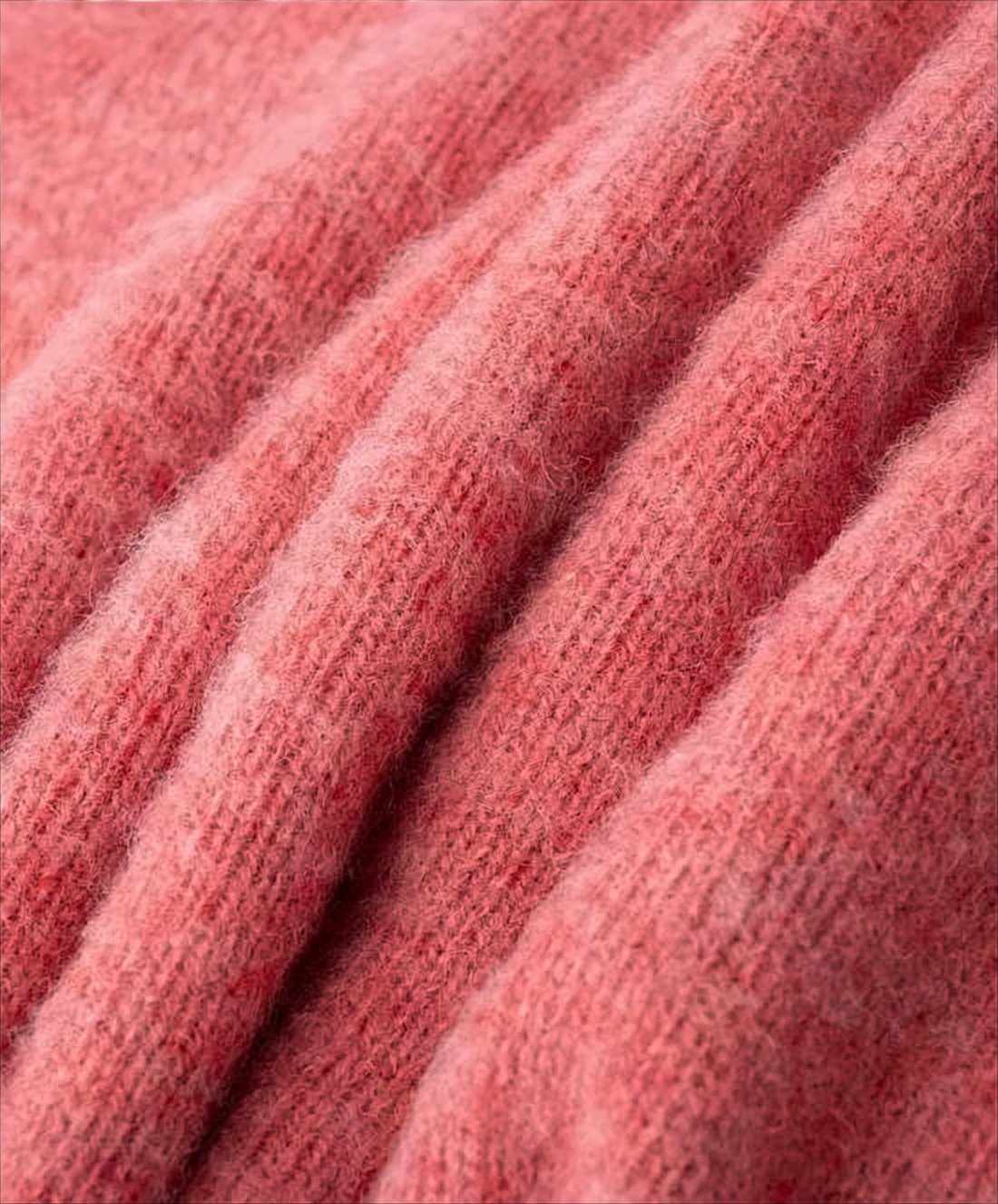 Relaxed Fit Pink Wool Sweater with Ribbed Cuffs
