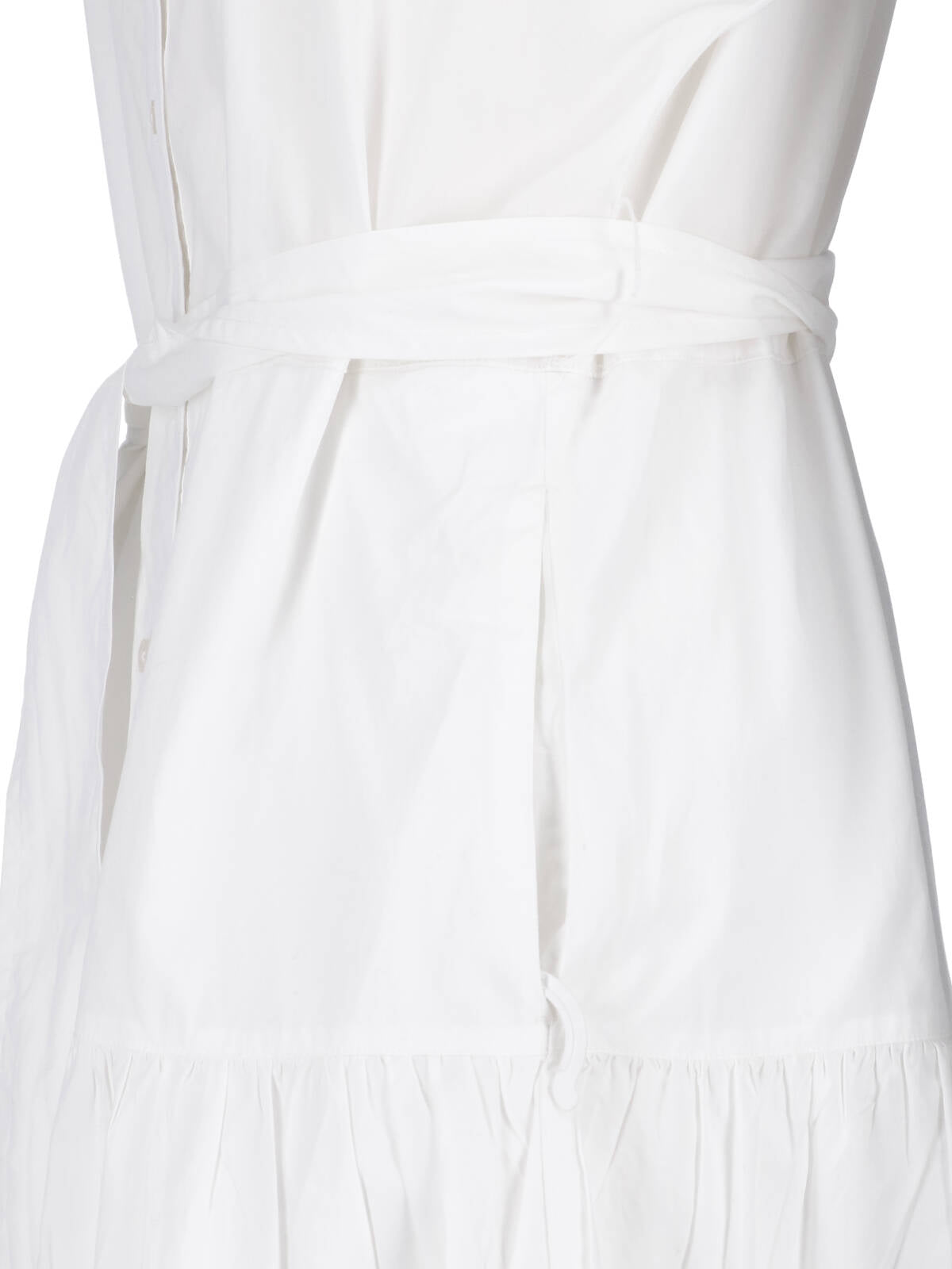 White Button-Down Tiered Skirt Dress