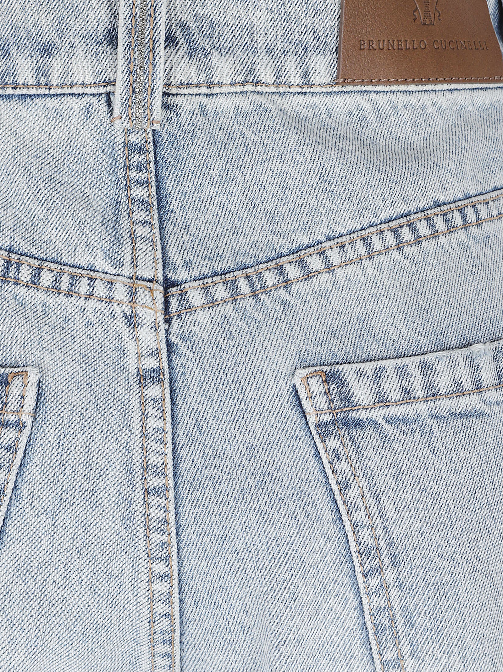 Light-Wash Denim Trousers with Rolled Hems