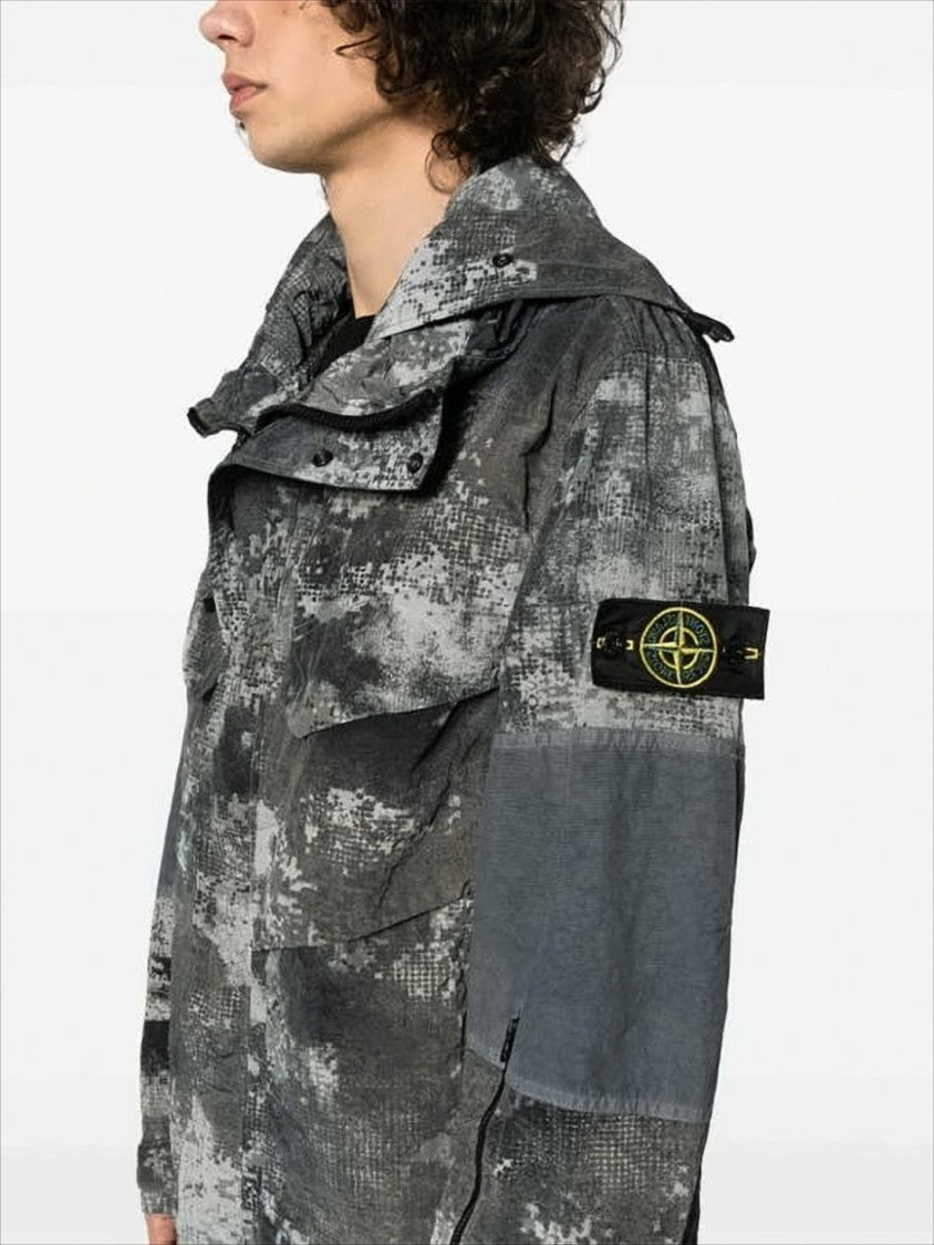 Digital Camouflage Jacket with Structured Collar