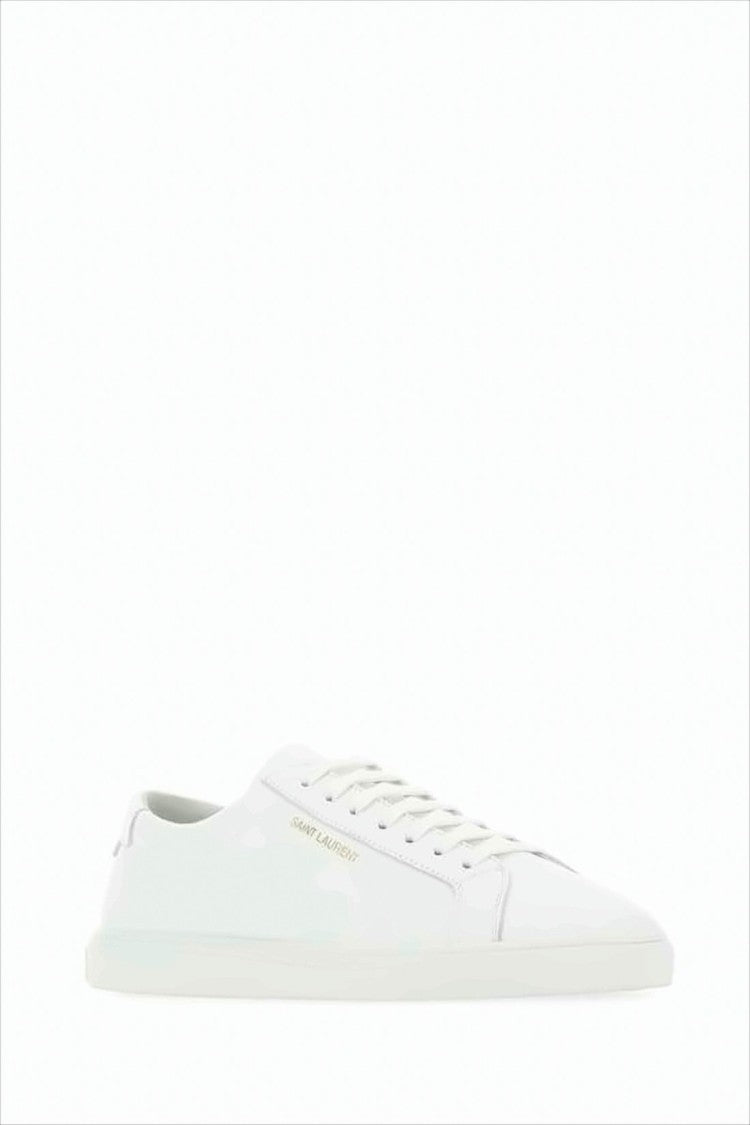 Minimalist Low-Top Leather Sneakers with Gold Branding