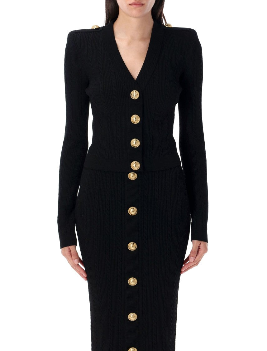 Long Sleeves Ribbed And Cable-Knit Cardigan