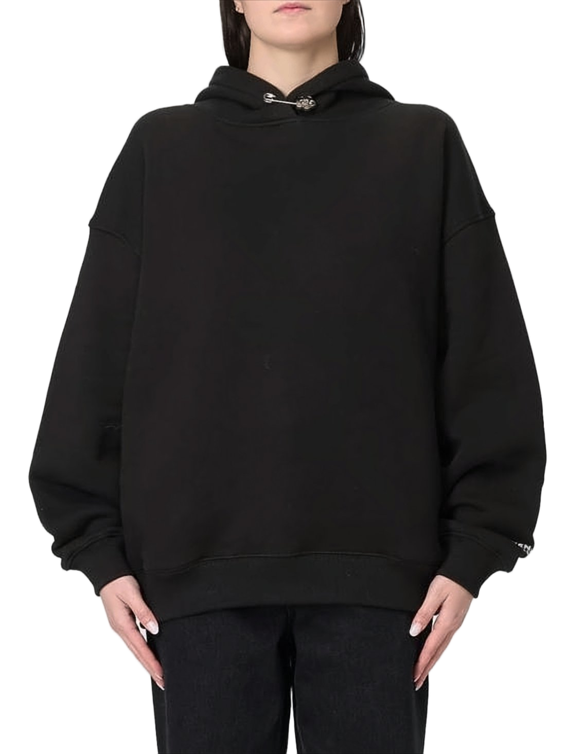 Black Oversized Hoodie with Drawstring