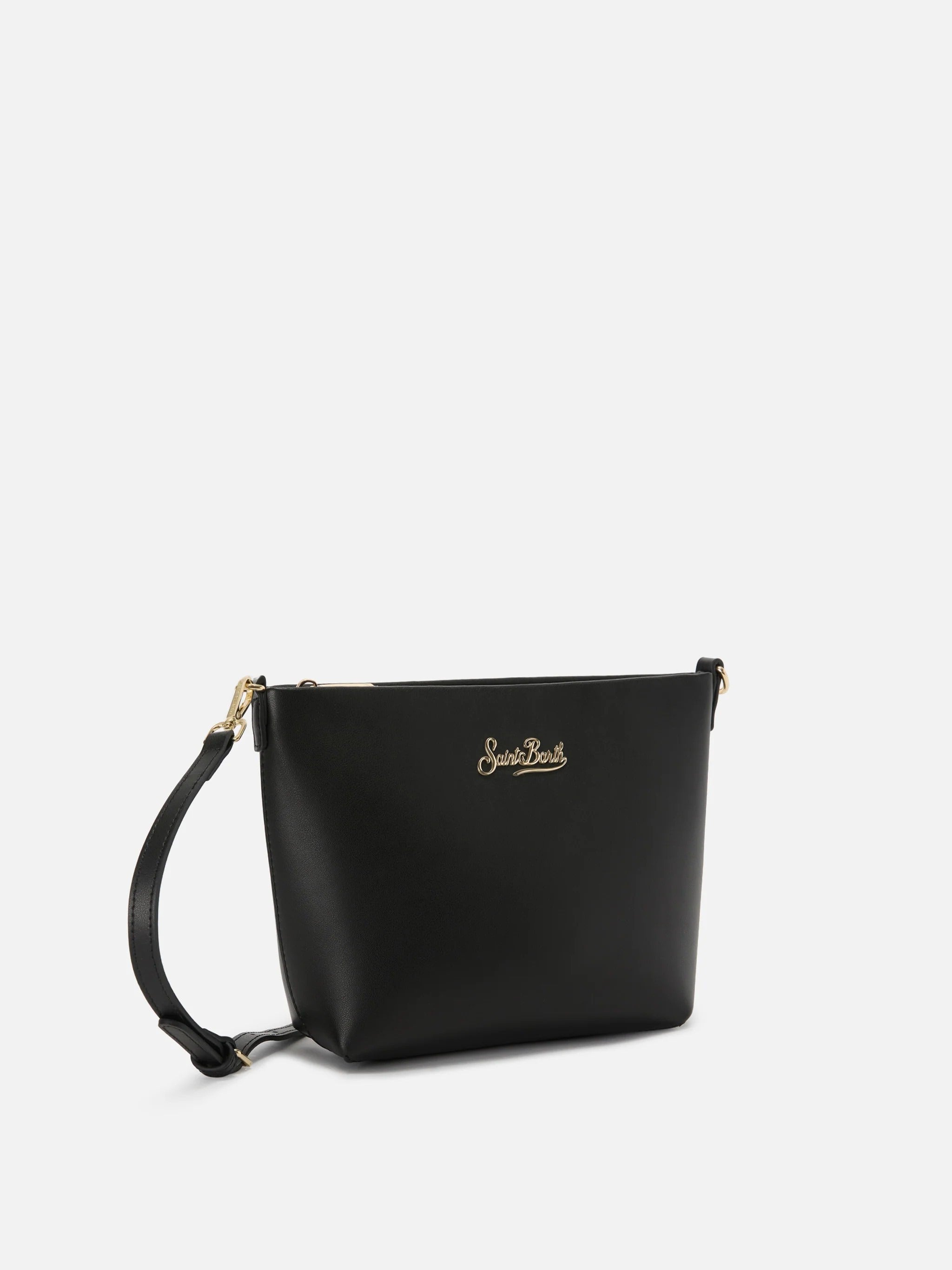 Minimalist Black Handbag with Gold-tone Hardware