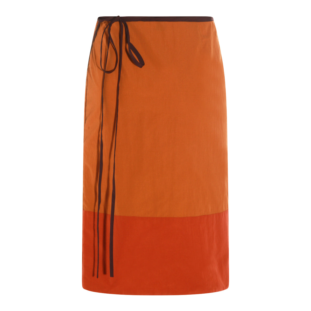 Knee-Length Color-Block Midi Skirt