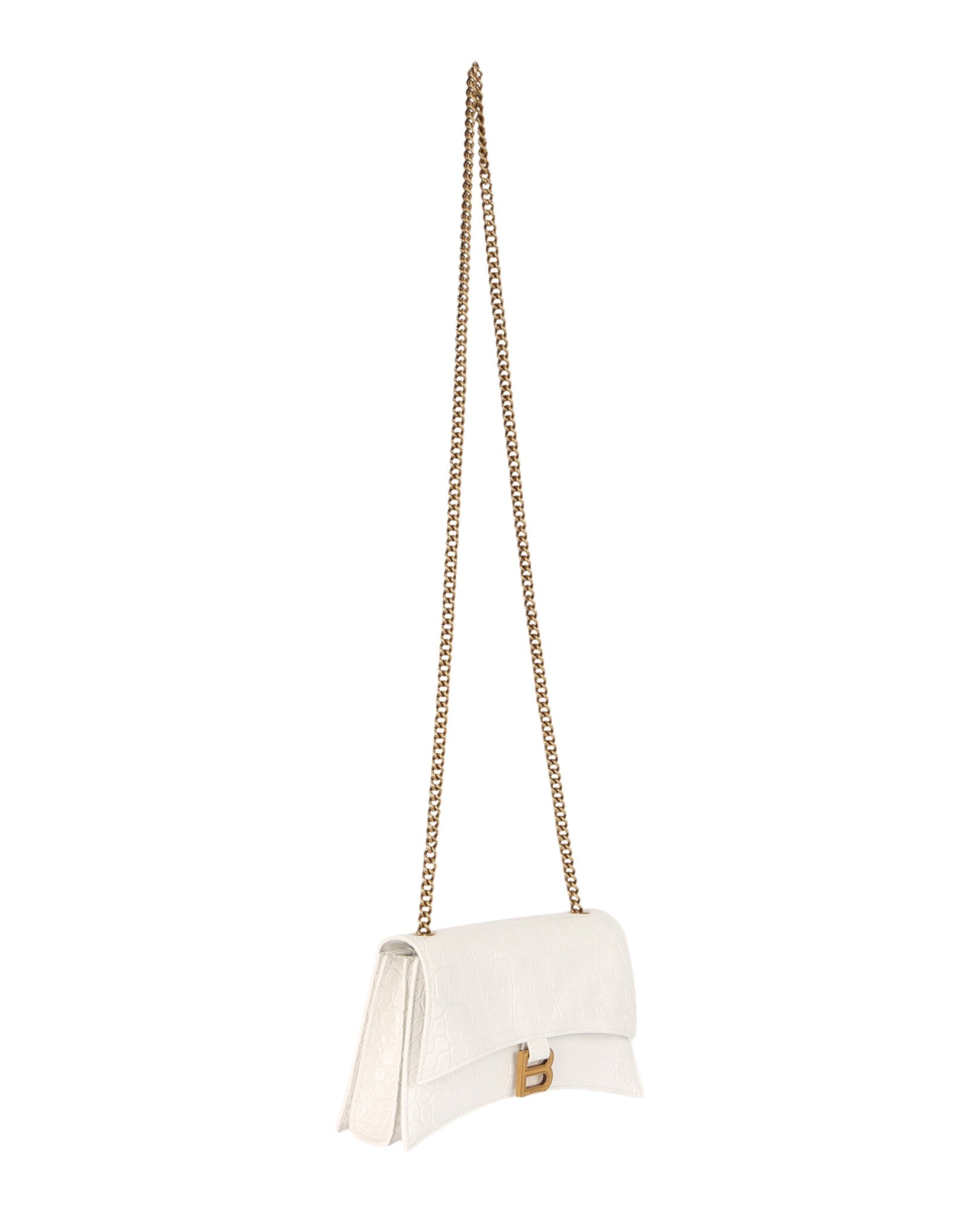Xs Crocodile Embossed Crush Chain Shoulder Bag