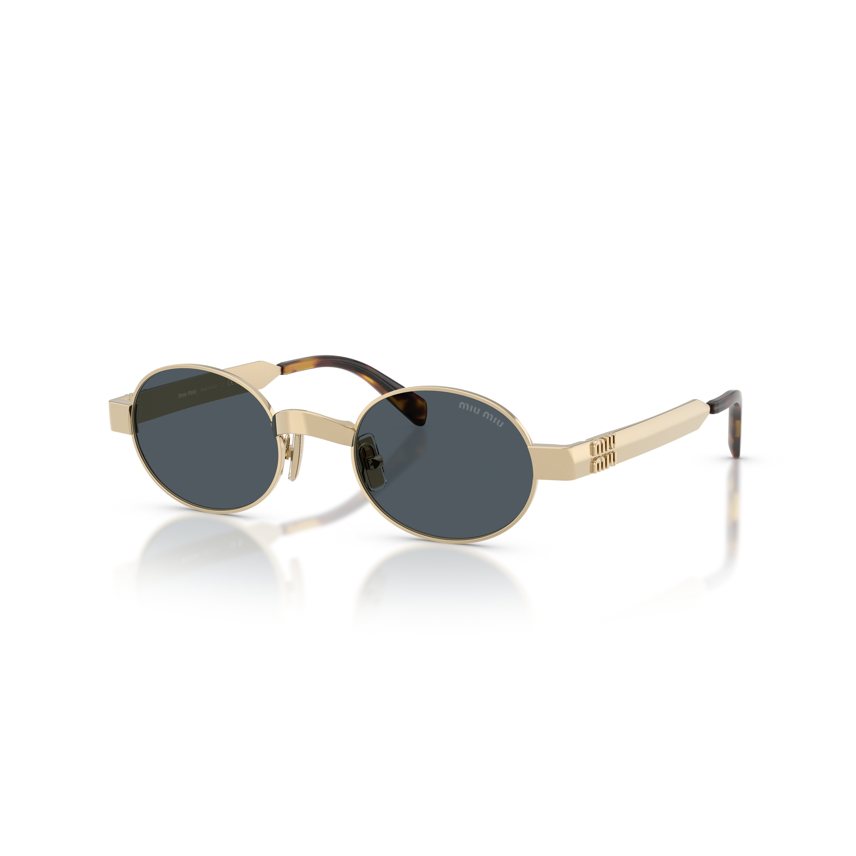 0mu B51s Oval Gold-Toned Metal Sunglasses