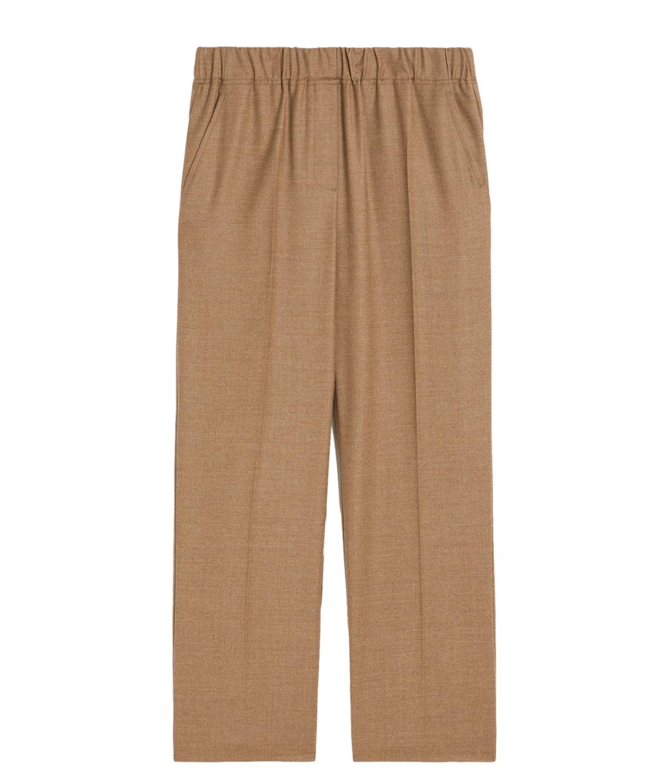 Tailored Brown Wool Straight-Leg Trousers