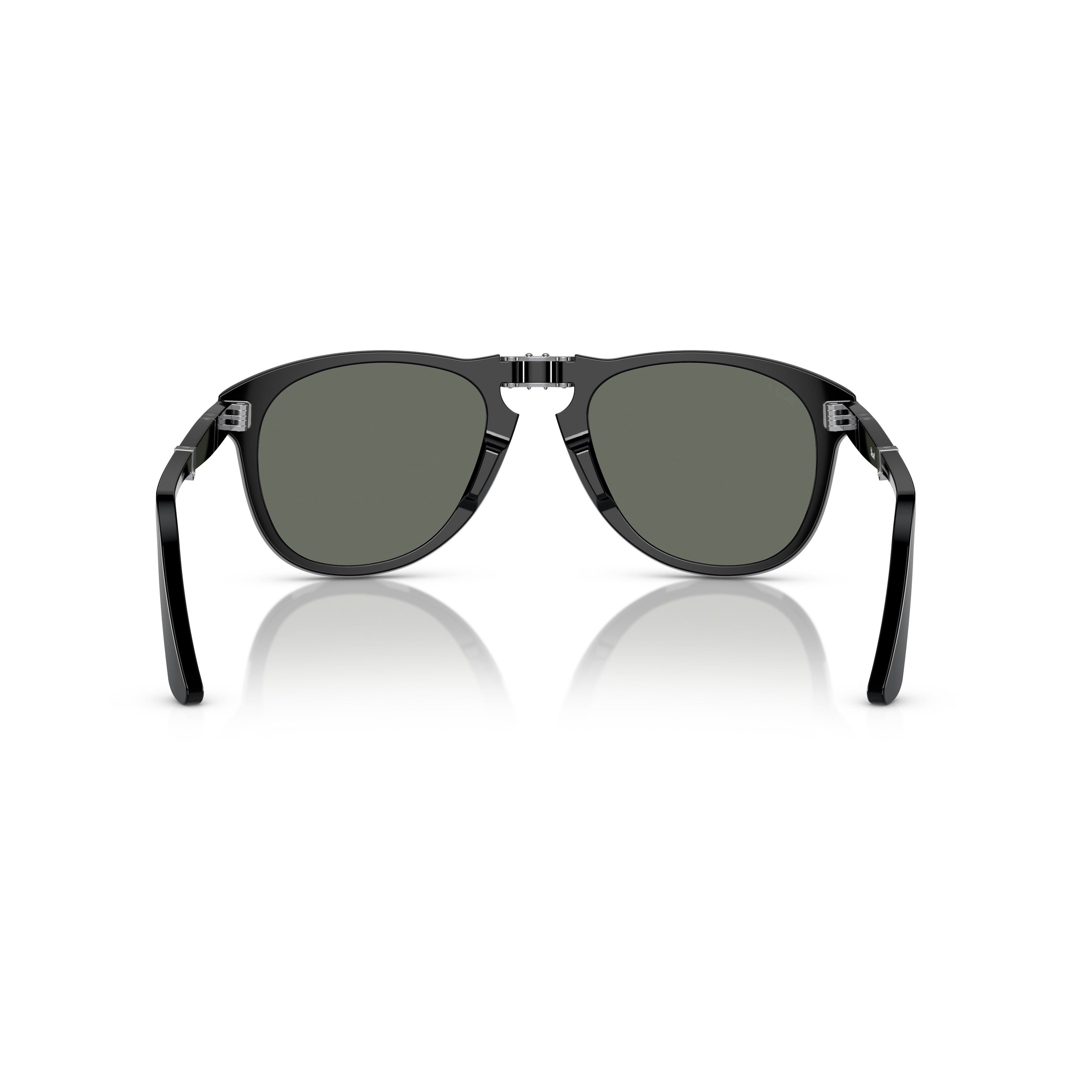 0po0714 Rounded Black Acetate Sunglasses with Keyhole Bridge