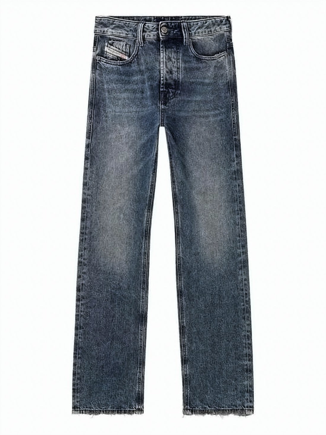 Straight-Leg Denim Pants with Faded Wash
