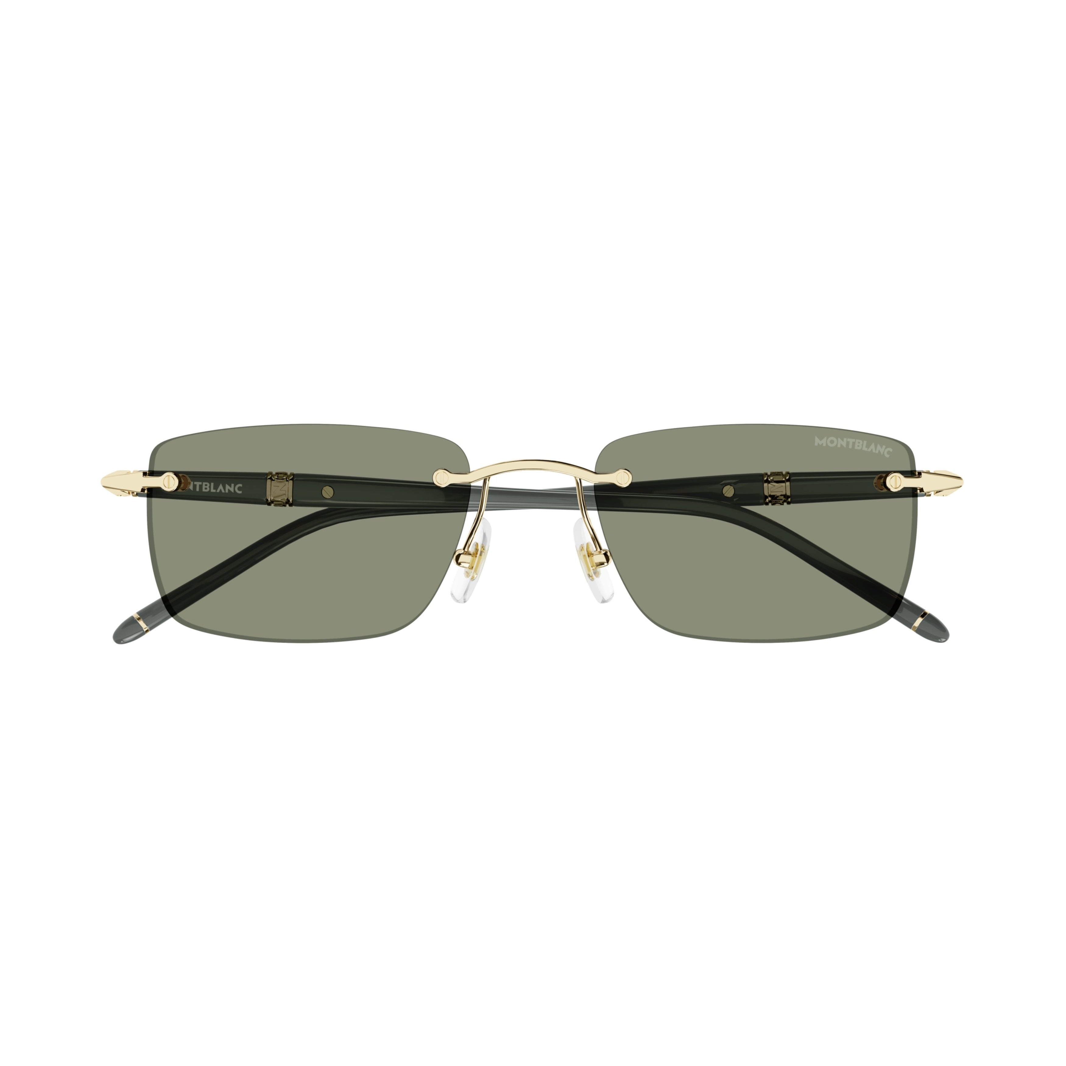 Rimless Rectangular Sunglasses with Gold-tone Accents