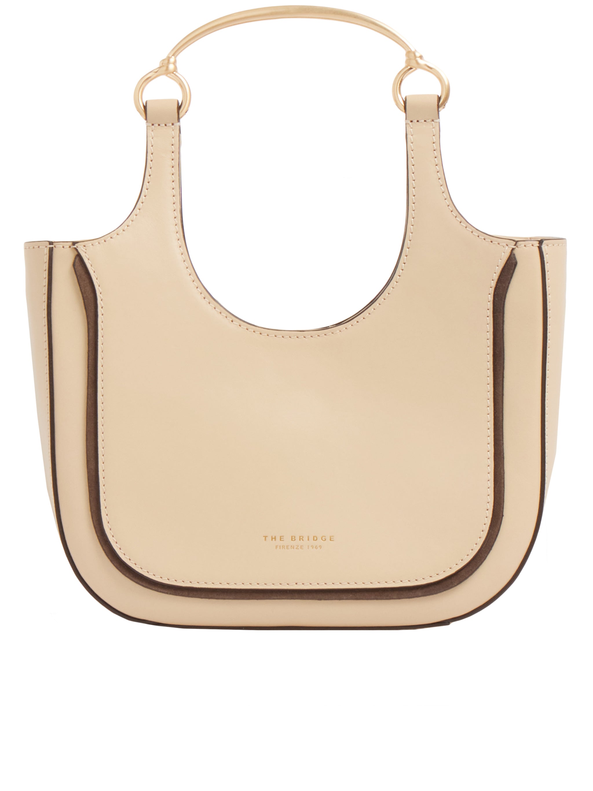 Beige Baby Hobo Structured Leather Shoulder Bag