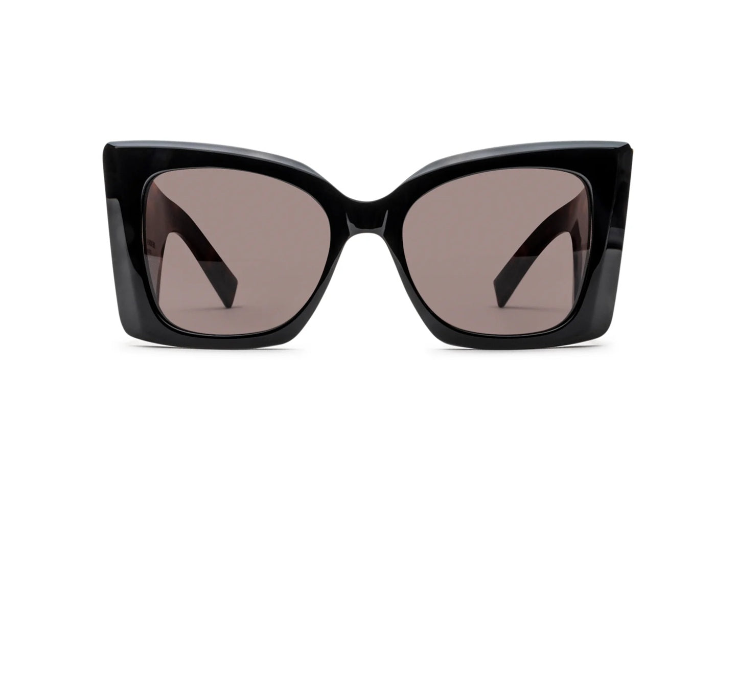Oversized Black Acetate Sunglasses with Tortoiseshell Arms