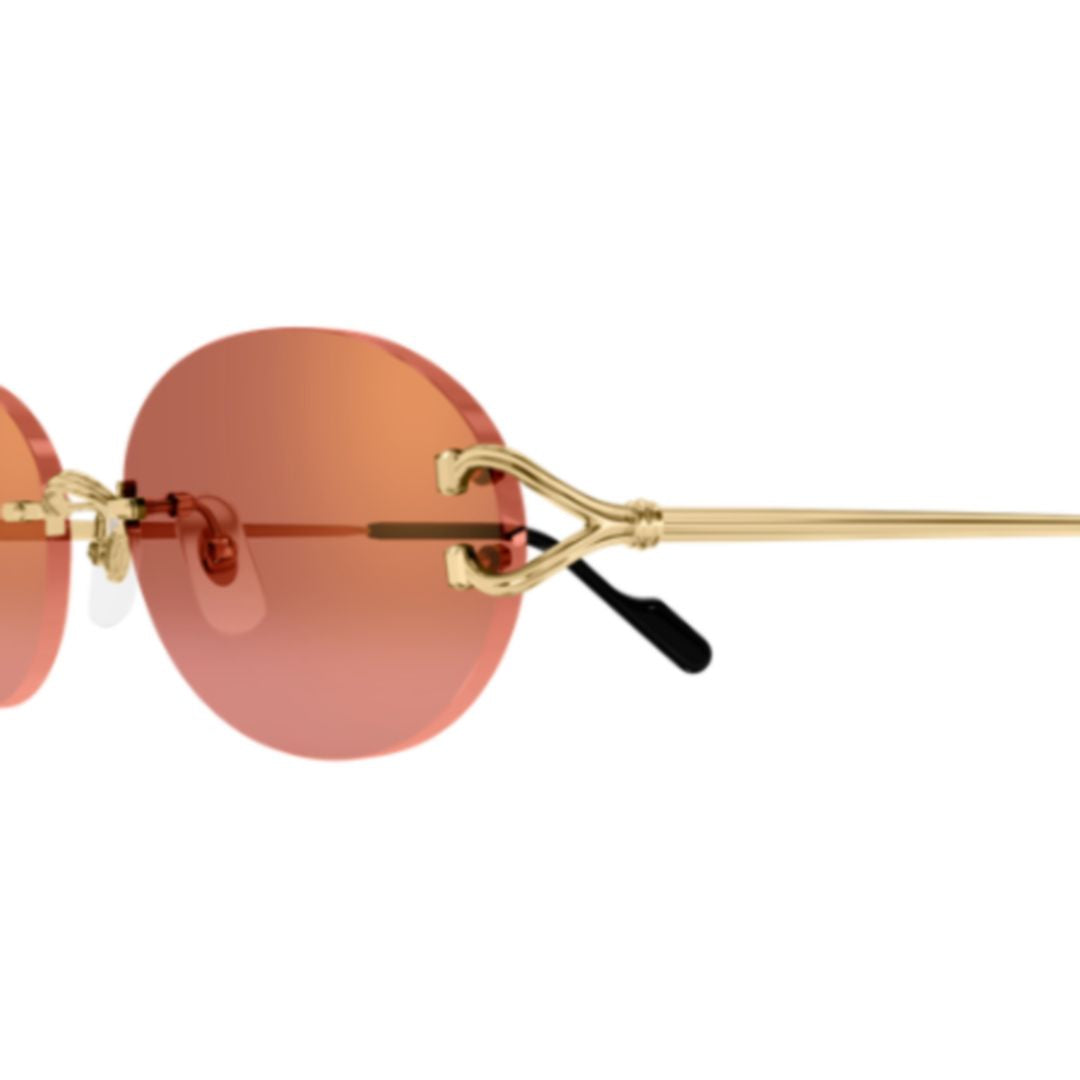 Oval Rimless Sunglasses With Gold Temples