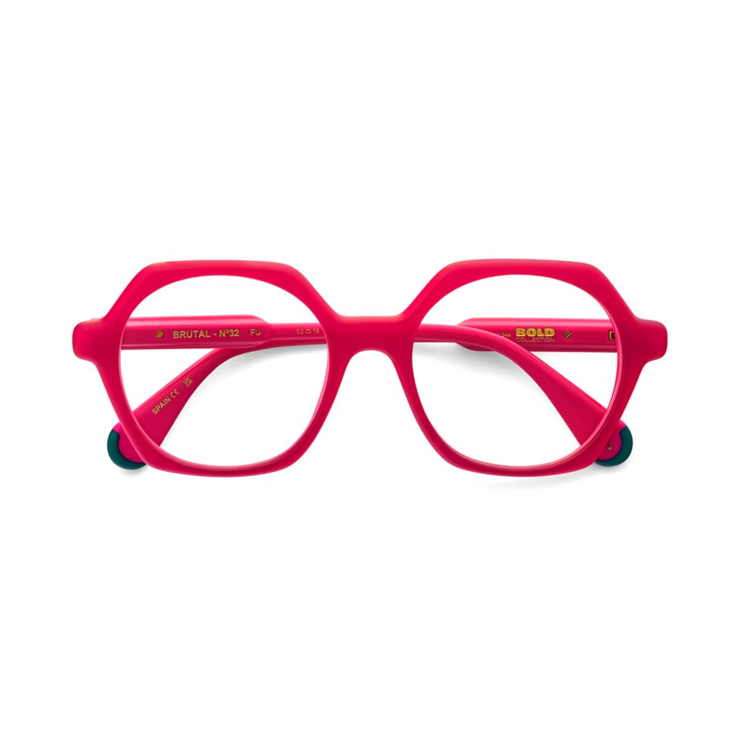 Brutal No.32 Geometric Red Acetate Eyeglasses with Bold Design