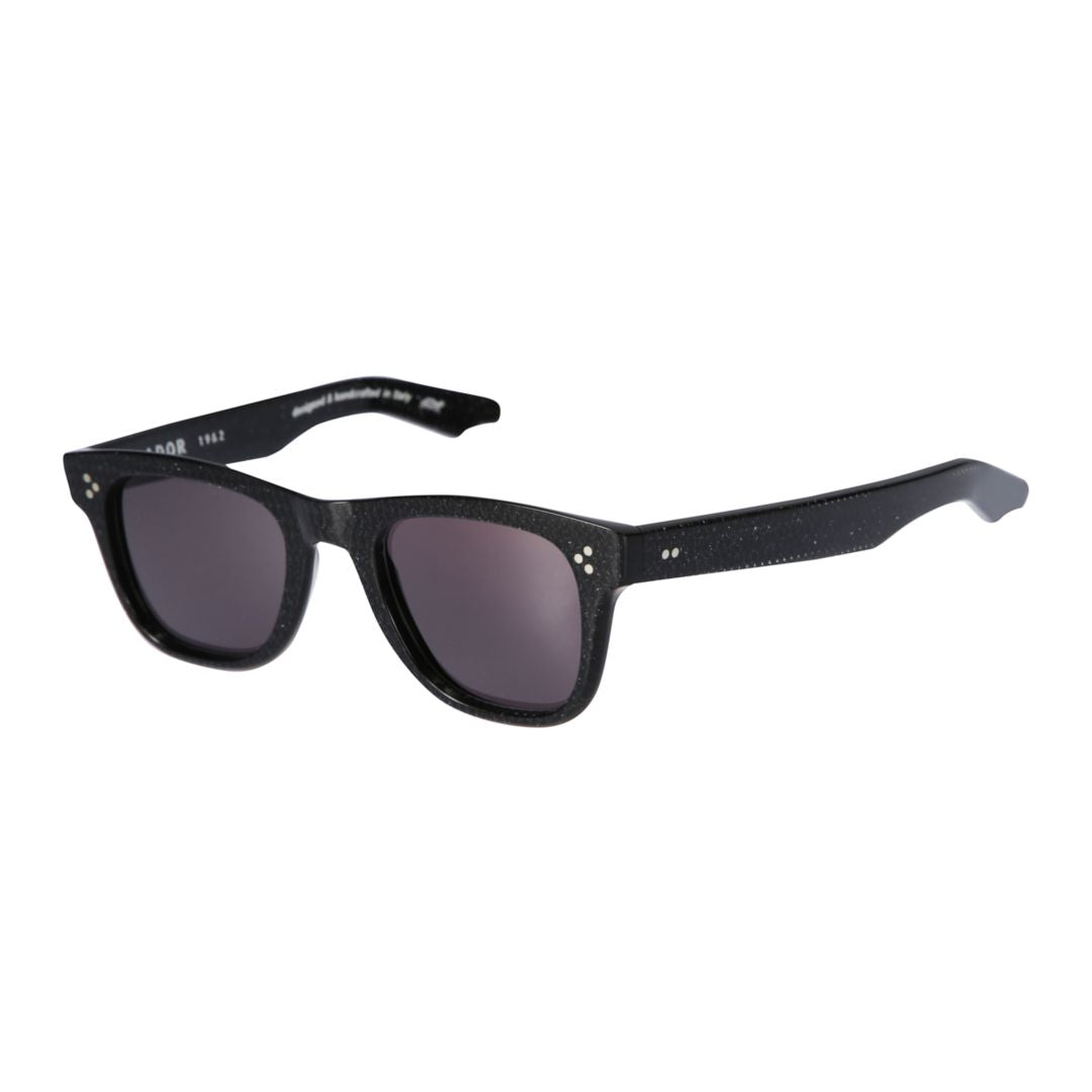 Voyager 23 Textured Black Rectangular Sunglasses with Reflective Lenses