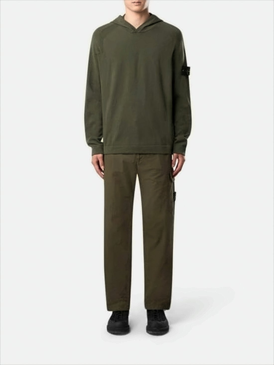 Minimalist Olive Green Wool Stone Island Hoodie