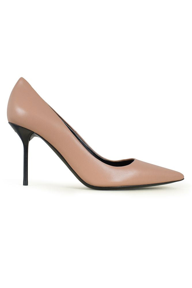 Pointed Toe Pink Leather Pumps
