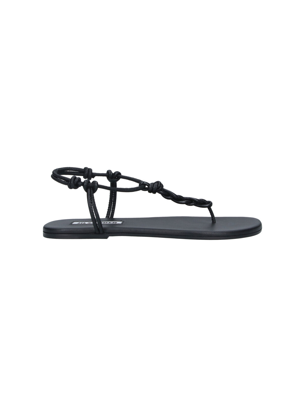 Black Tangle Minimalist Leather Thong Sandals