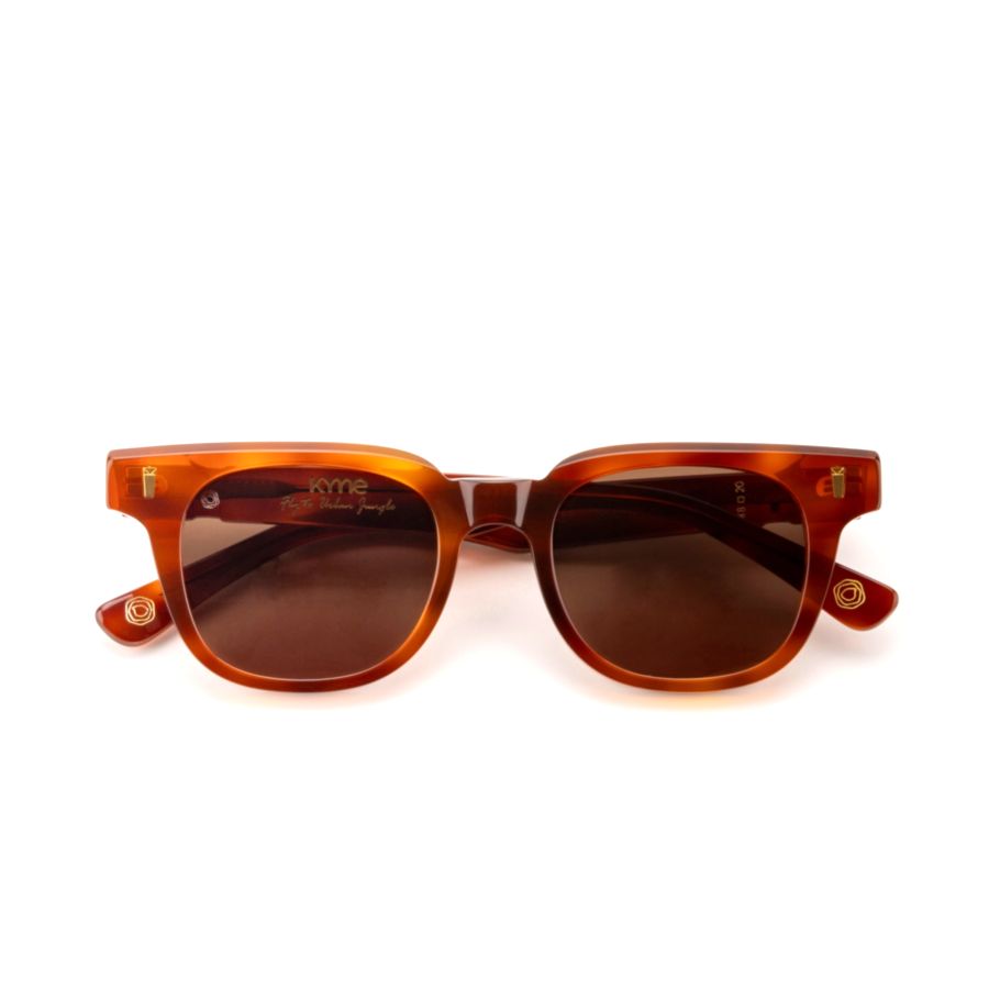 Justin Tortoiseshell Acetate Square Frame Sunglasses with Gold Accents