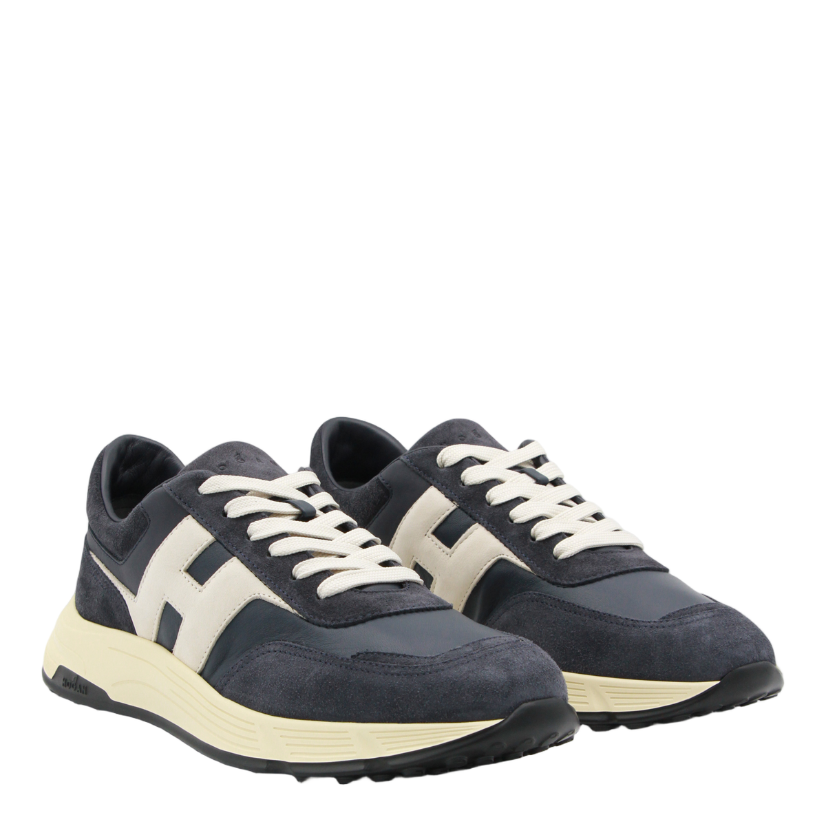 Navy Blue Suede and Leather Sneakers