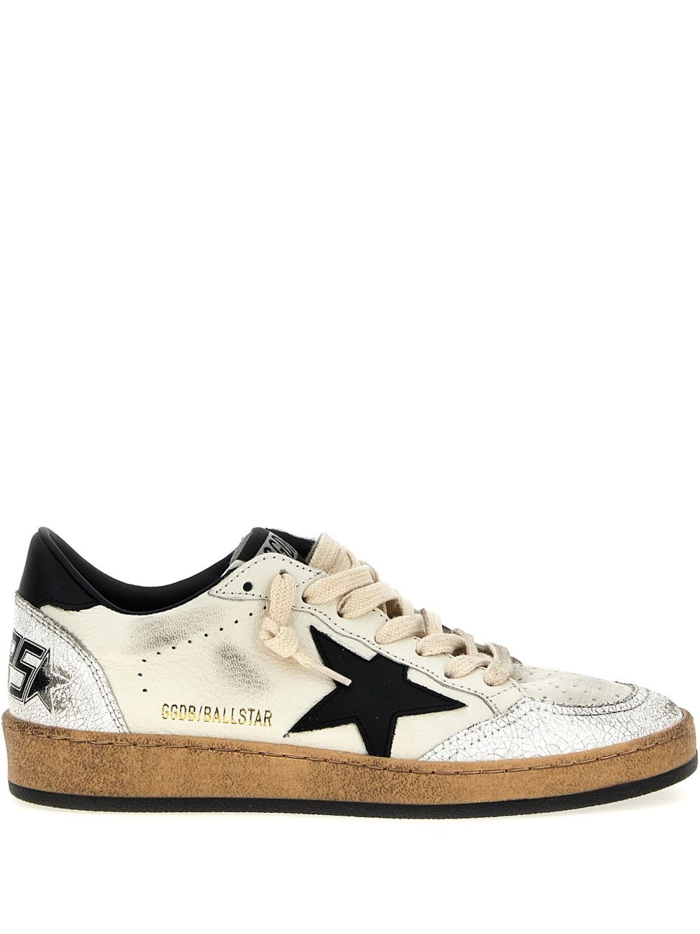 Low-top Sneakers with Distressed Metallic Finish