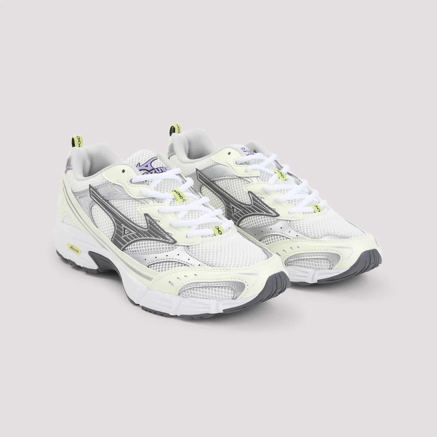 Sporty White Sneakers With Silver Accents And Cushioned Sole