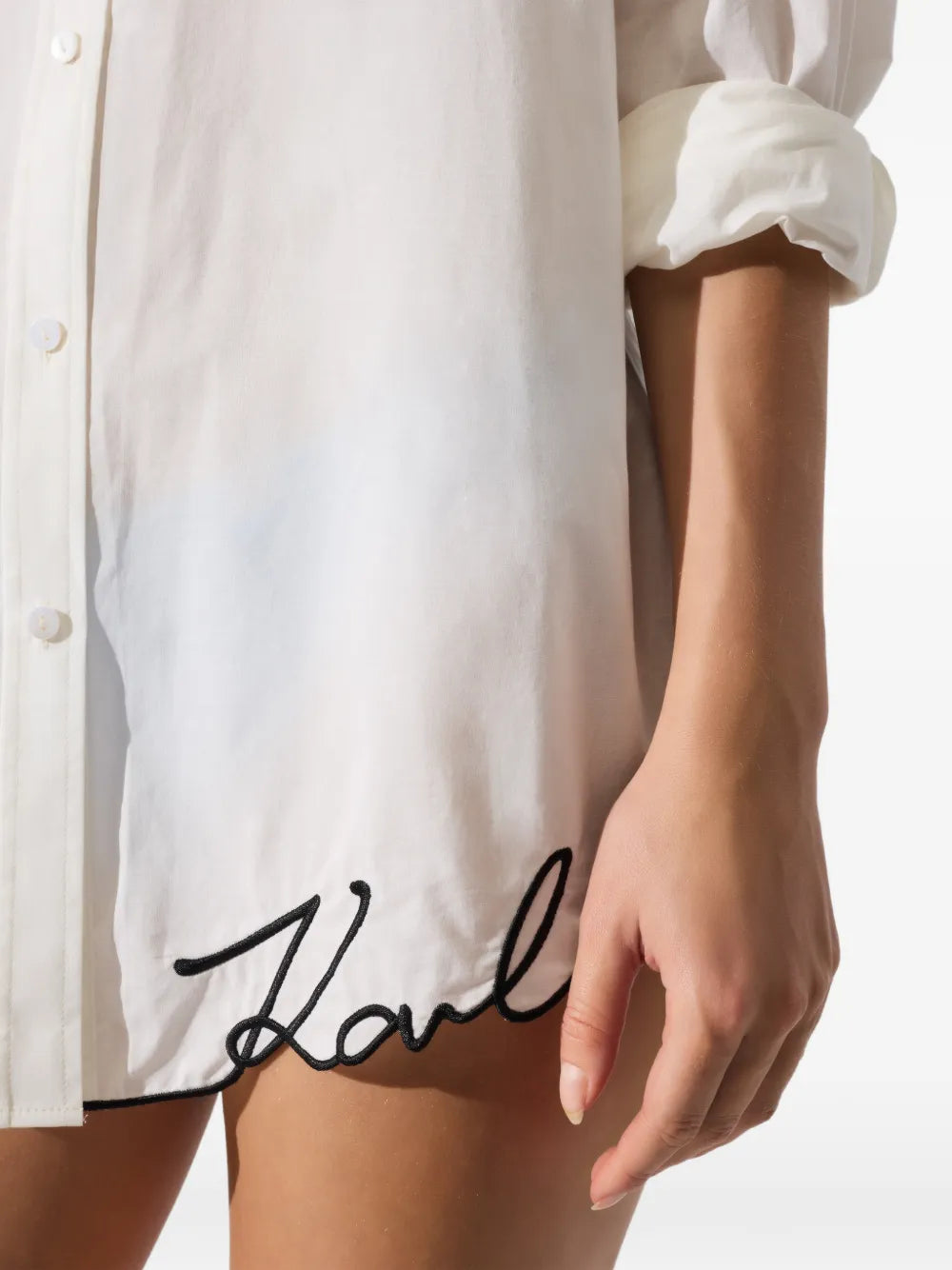 Classic White Button-Up Shirt with Signature Detail
