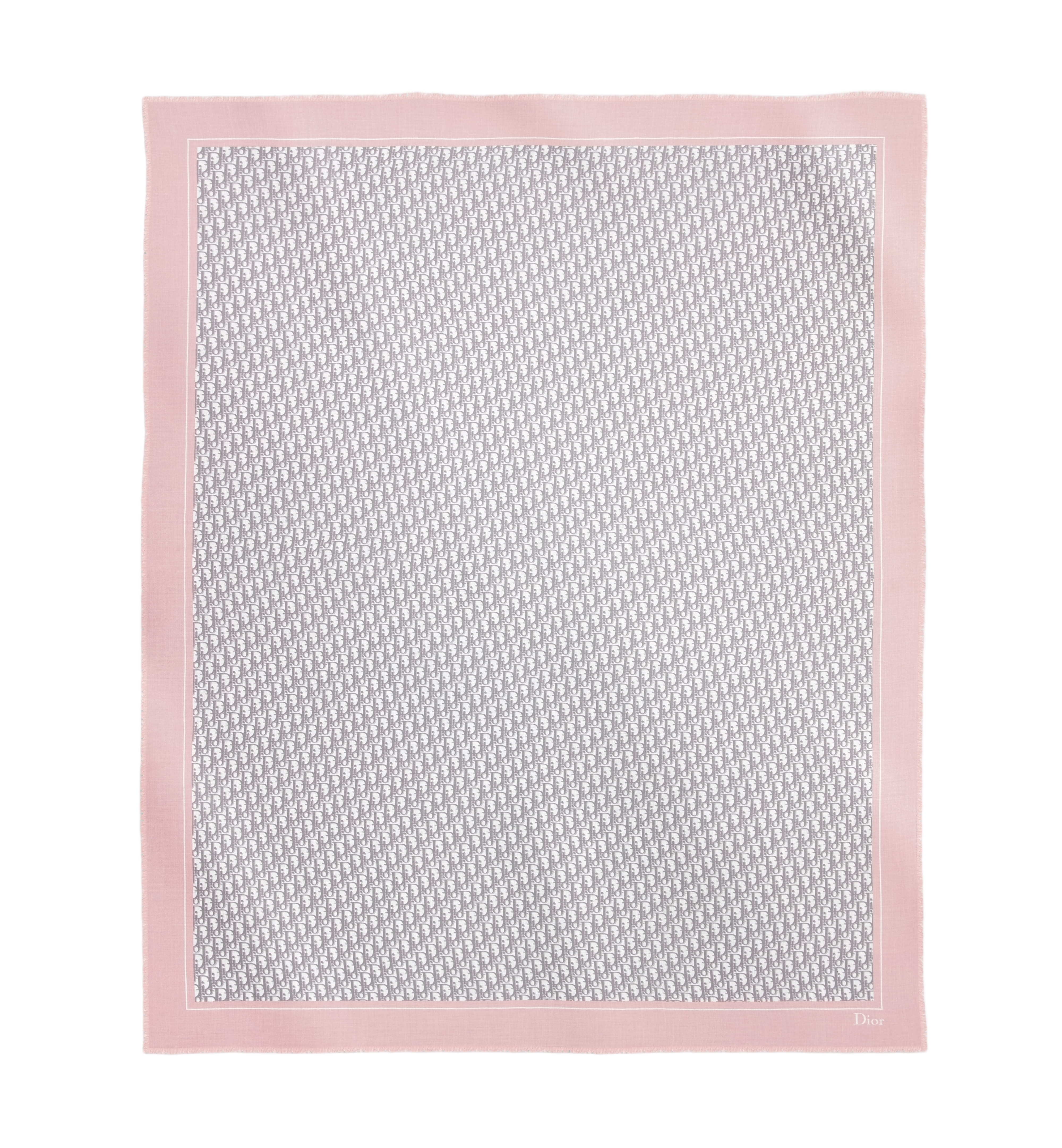 Square Scarf With Interlocking Pattern And Fringe Edges