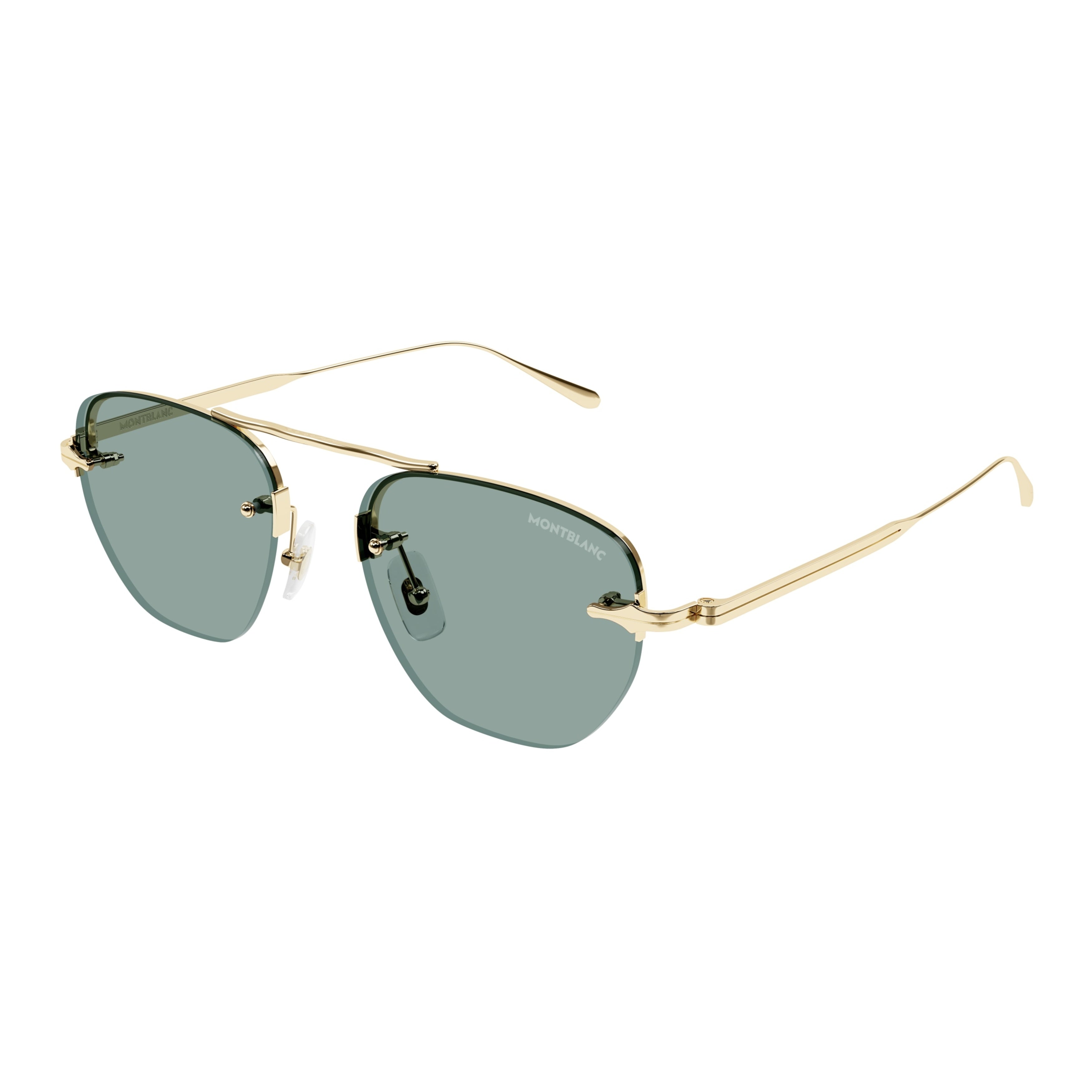 Mb0404s Gold-Finish Metal Sunglasses with Rimless Design
