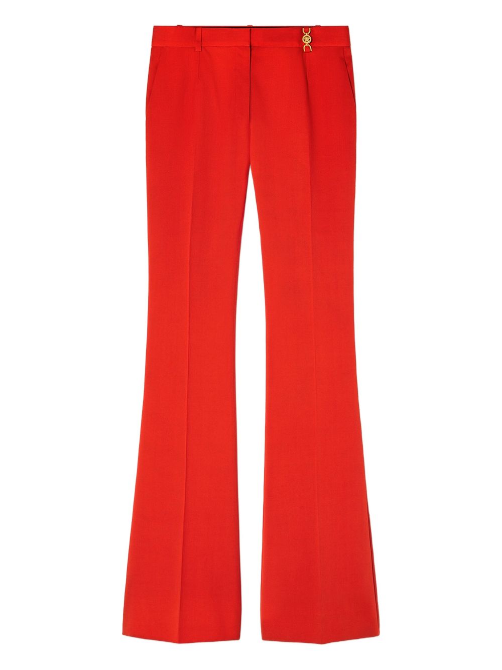 High-Waisted Flared Trousers in Bold Red