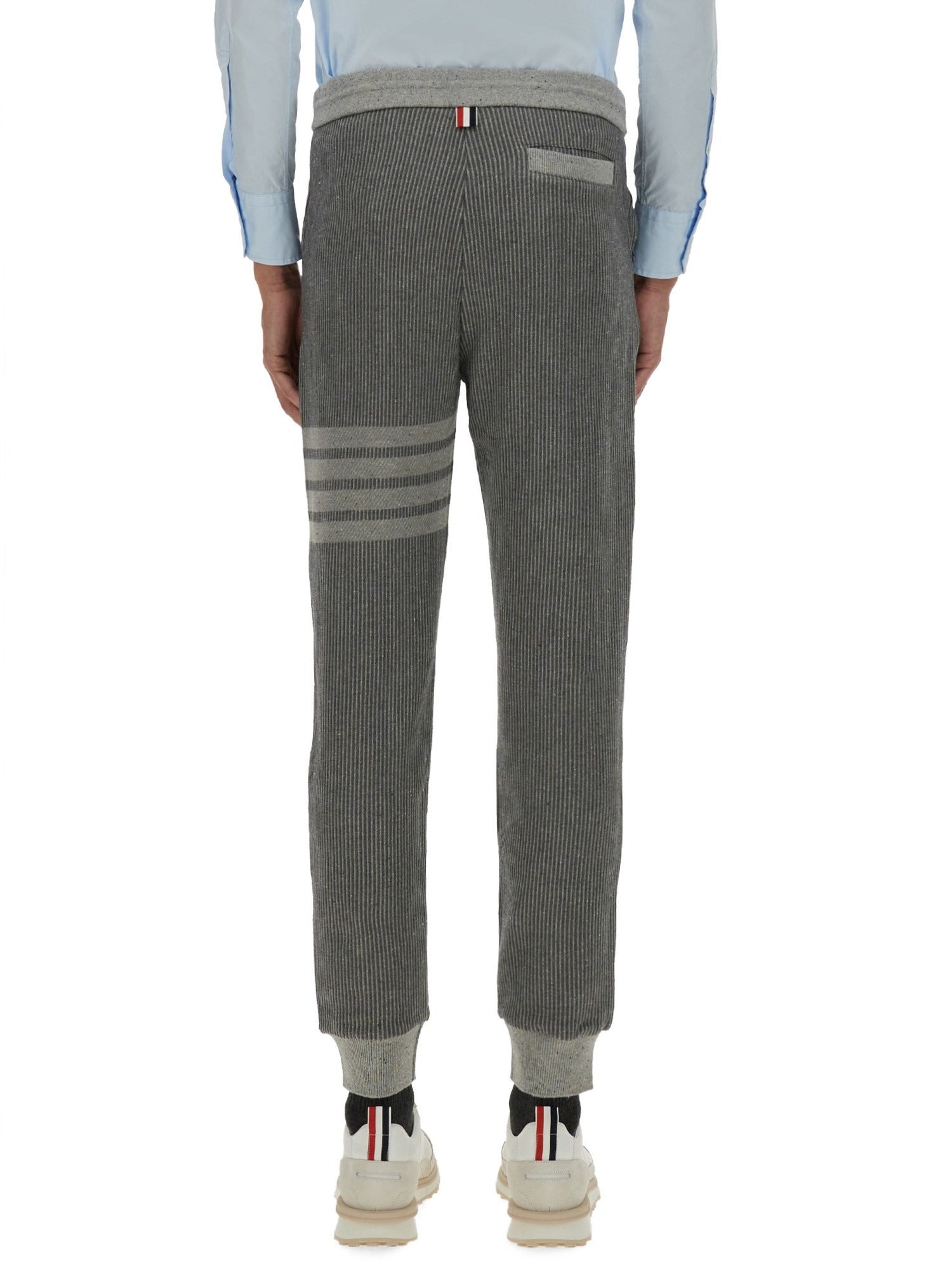 Textured Ribbed Jogger Pants with Distinctive Stripe
