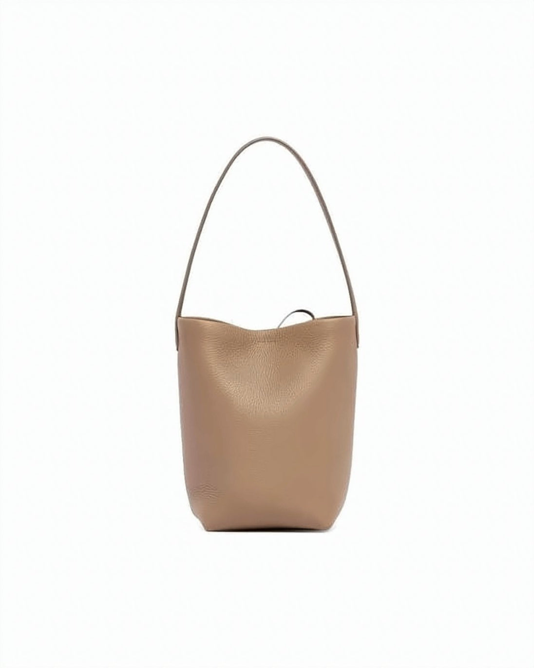 Minimalist Bucket-Style Shoulder Bag with Textured Calf Leather
