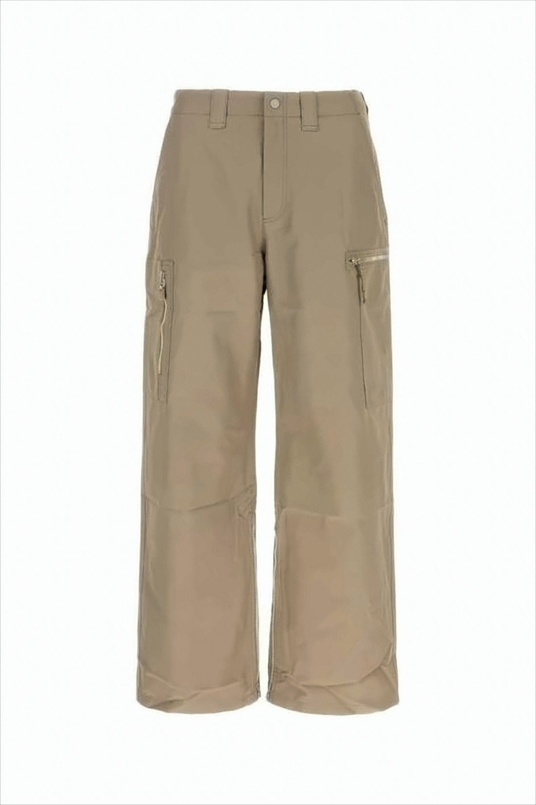 Mid-Length Straight-Cut Pants with Zippered Pockets