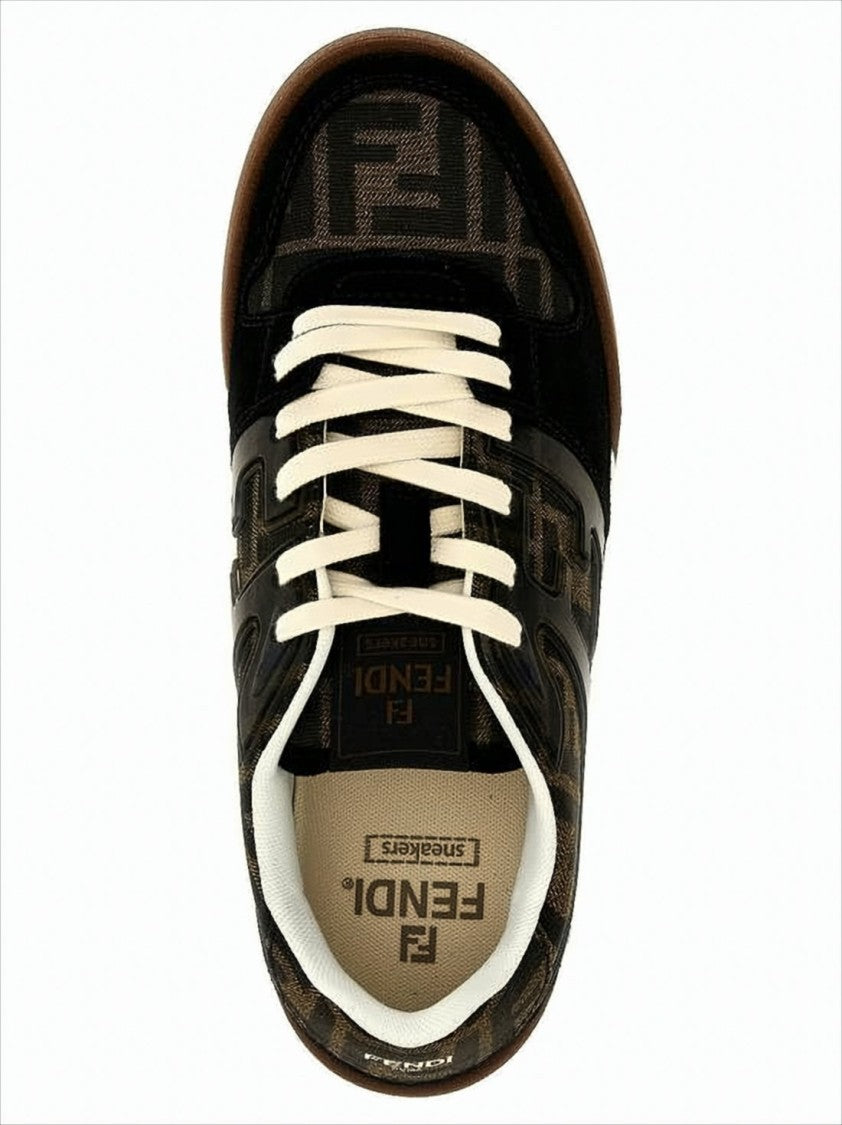 Monogram Pattern Low-Top Sneakers with Calf Leather