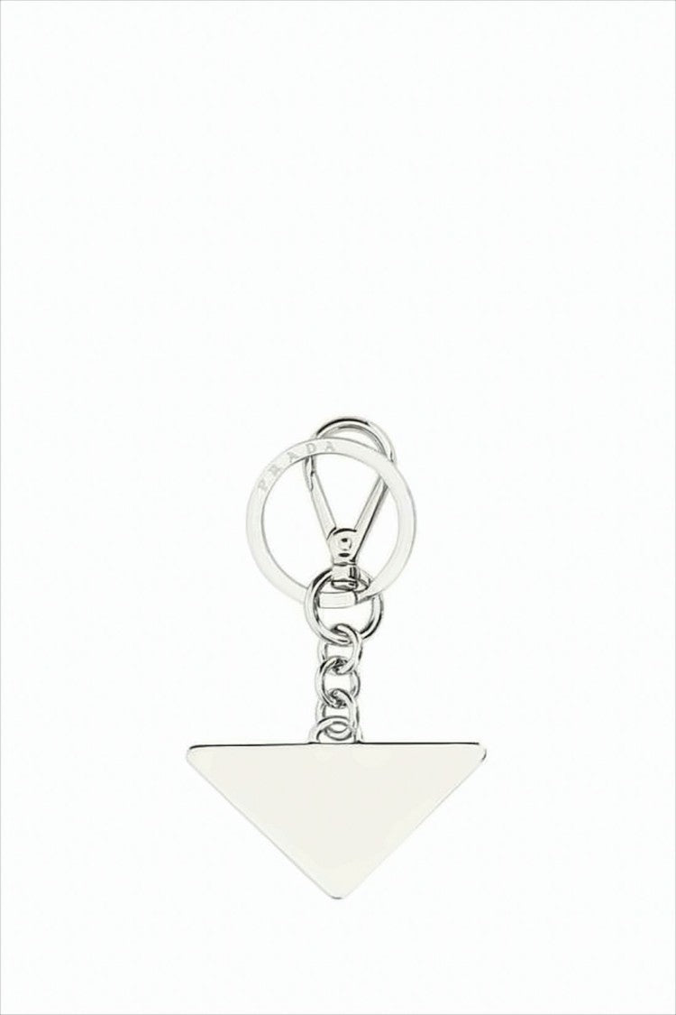Triangular Pendant Metal Keyring with Polished Finish