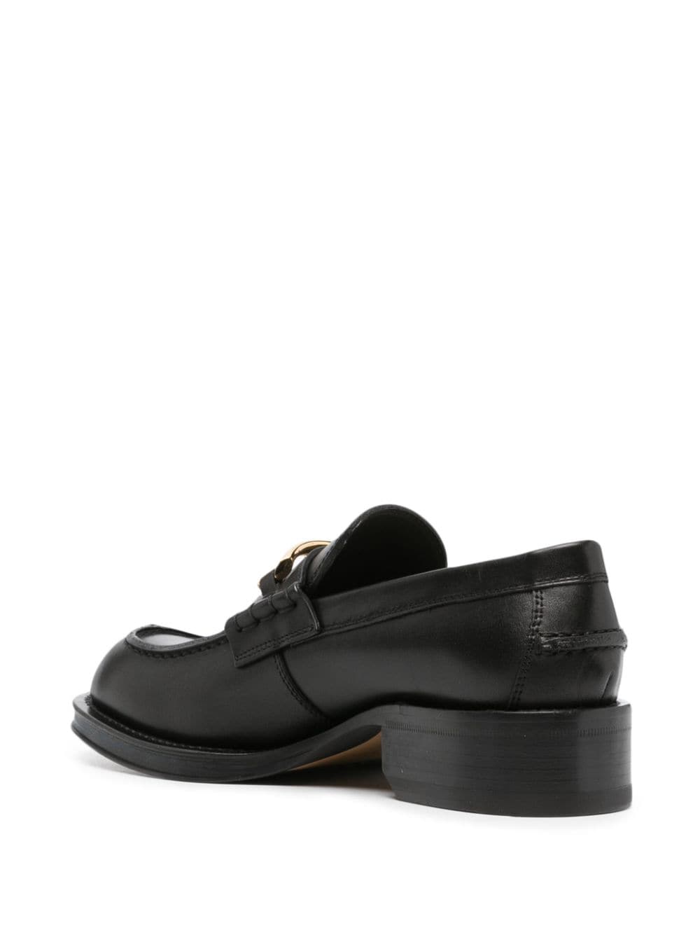 Buckled Black Leather Loafers