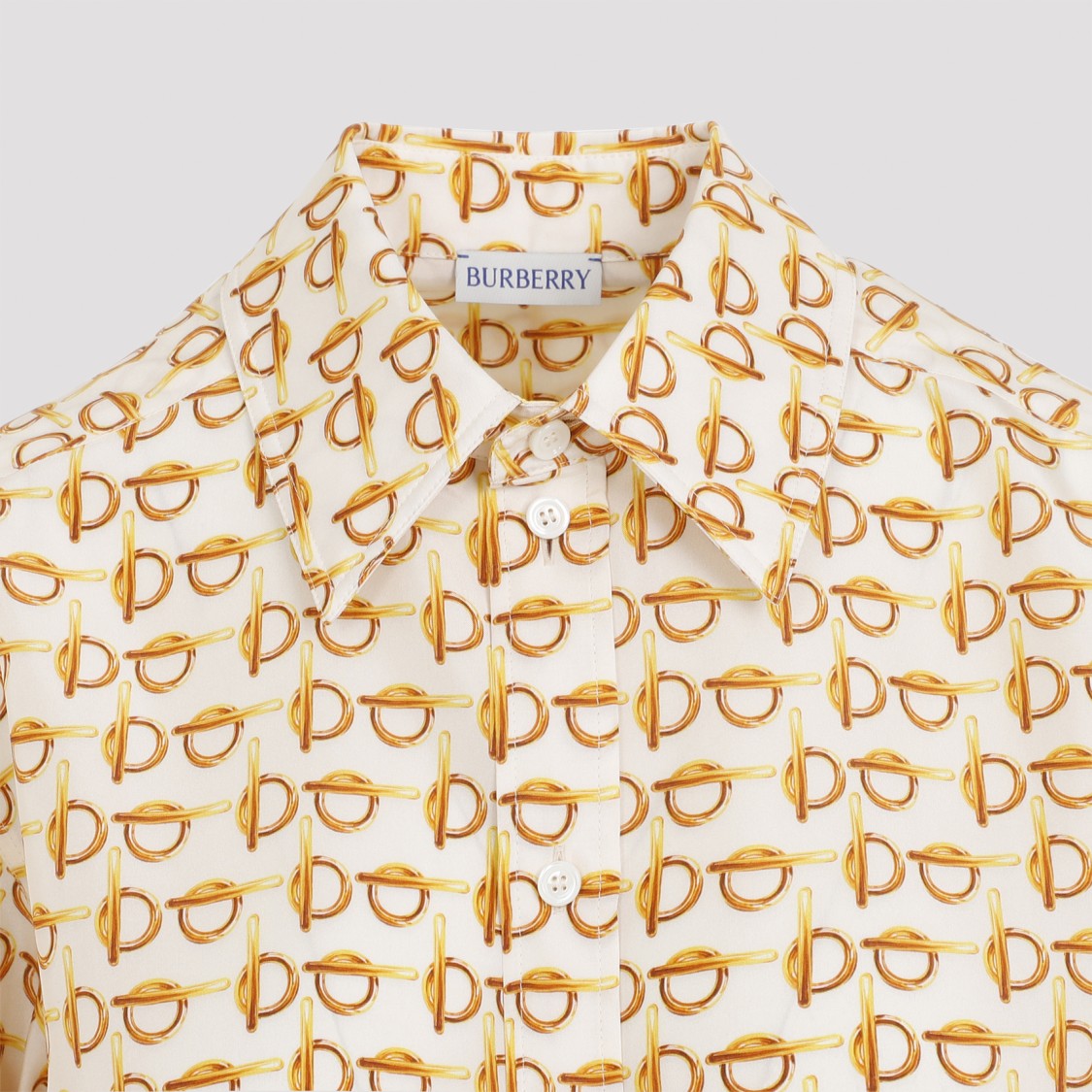 Gold And White Silk Shirt