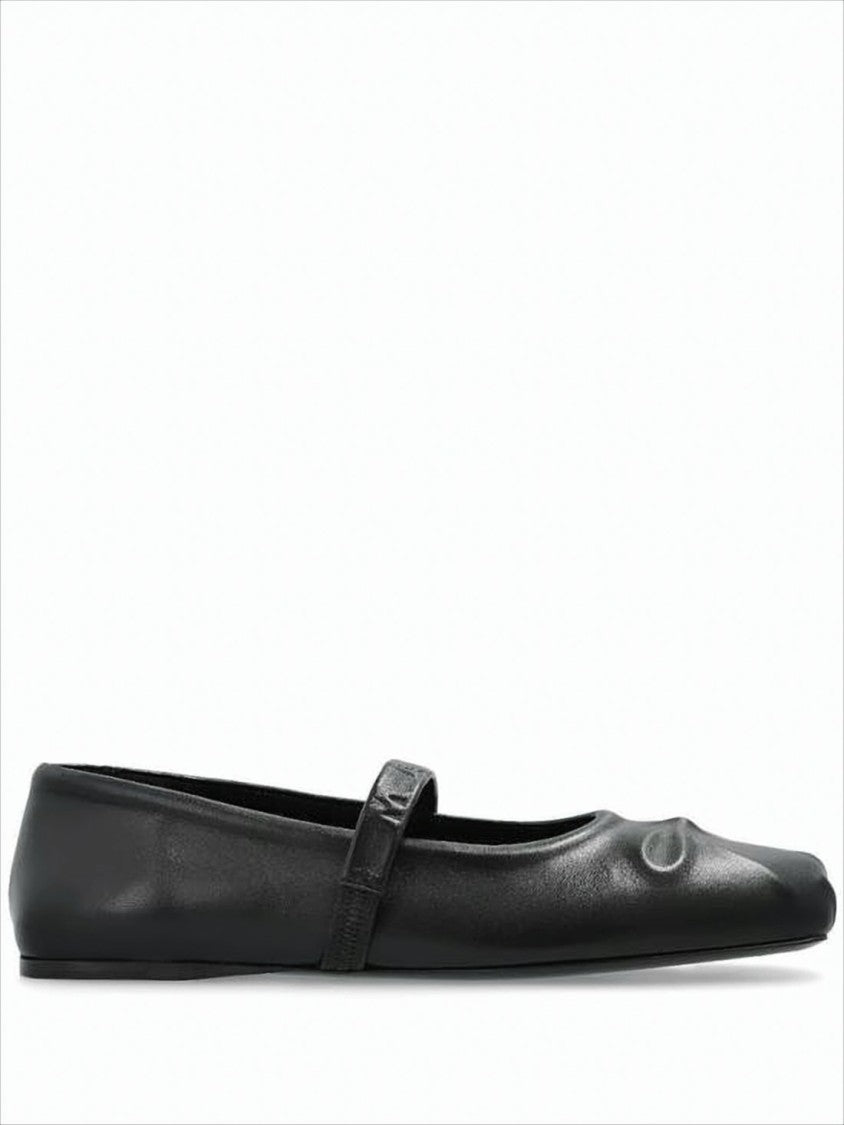 Lambskin Leather Flat Shoes with Embossed Detailing