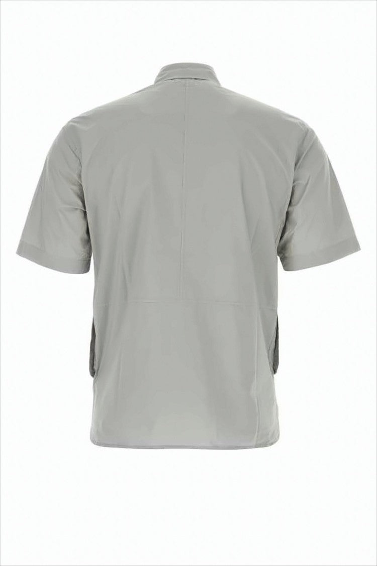 Boxy Short-Sleeve Shirt with Classic Collar