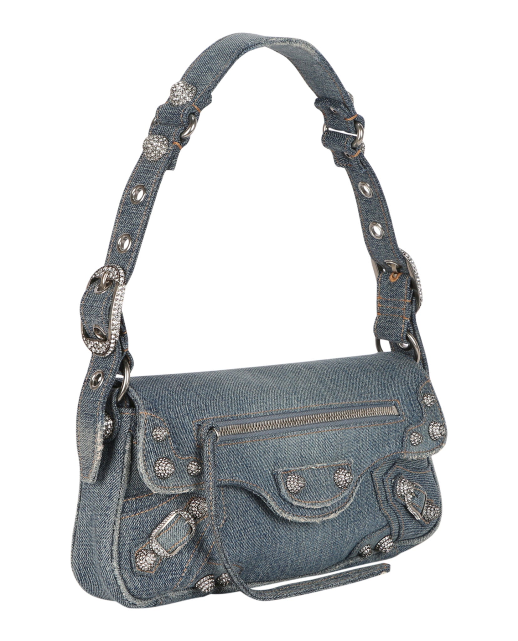 Small Le Cagole Sling Shoulder Bag In Denim