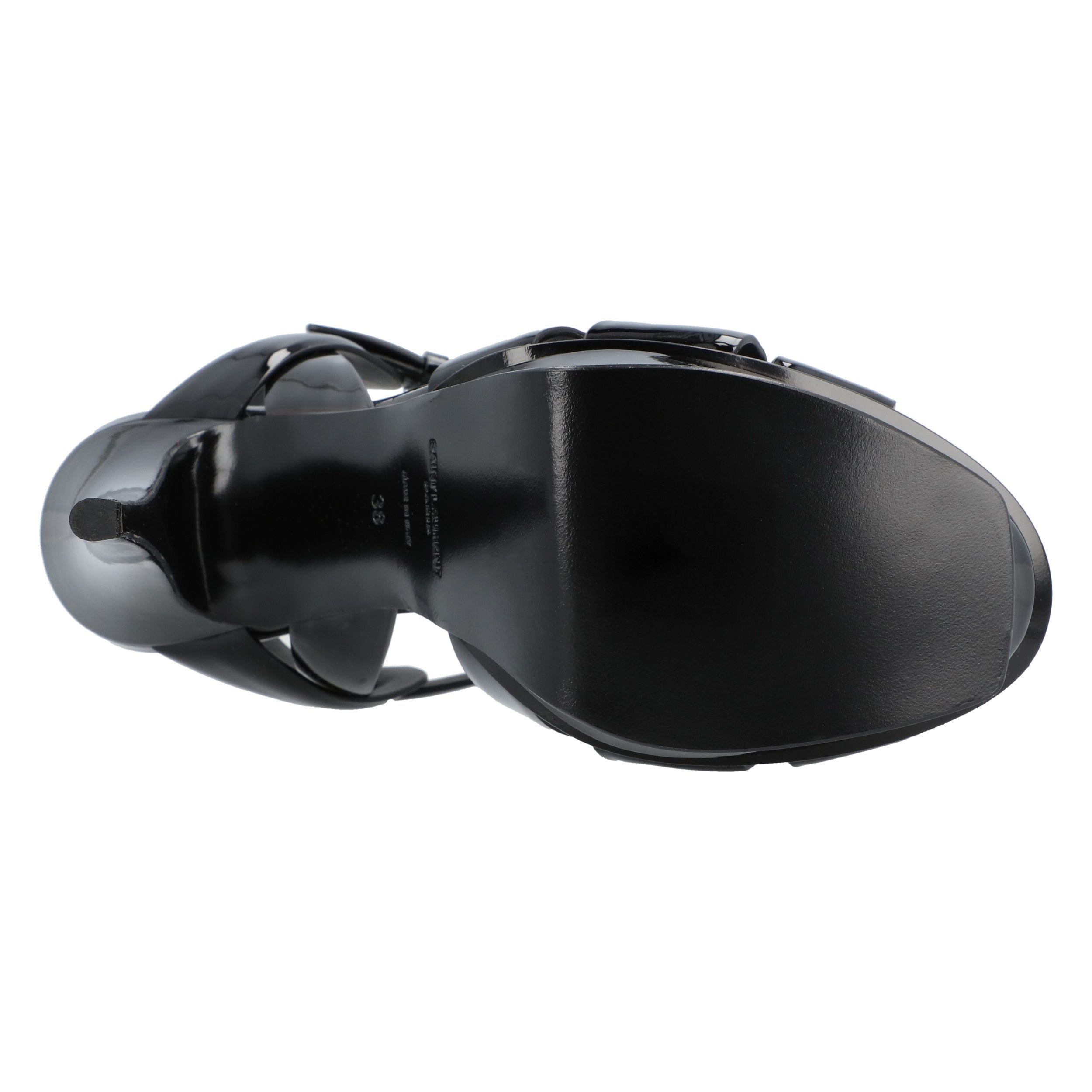 Tribute Platform Sandals In Patent Leather Black