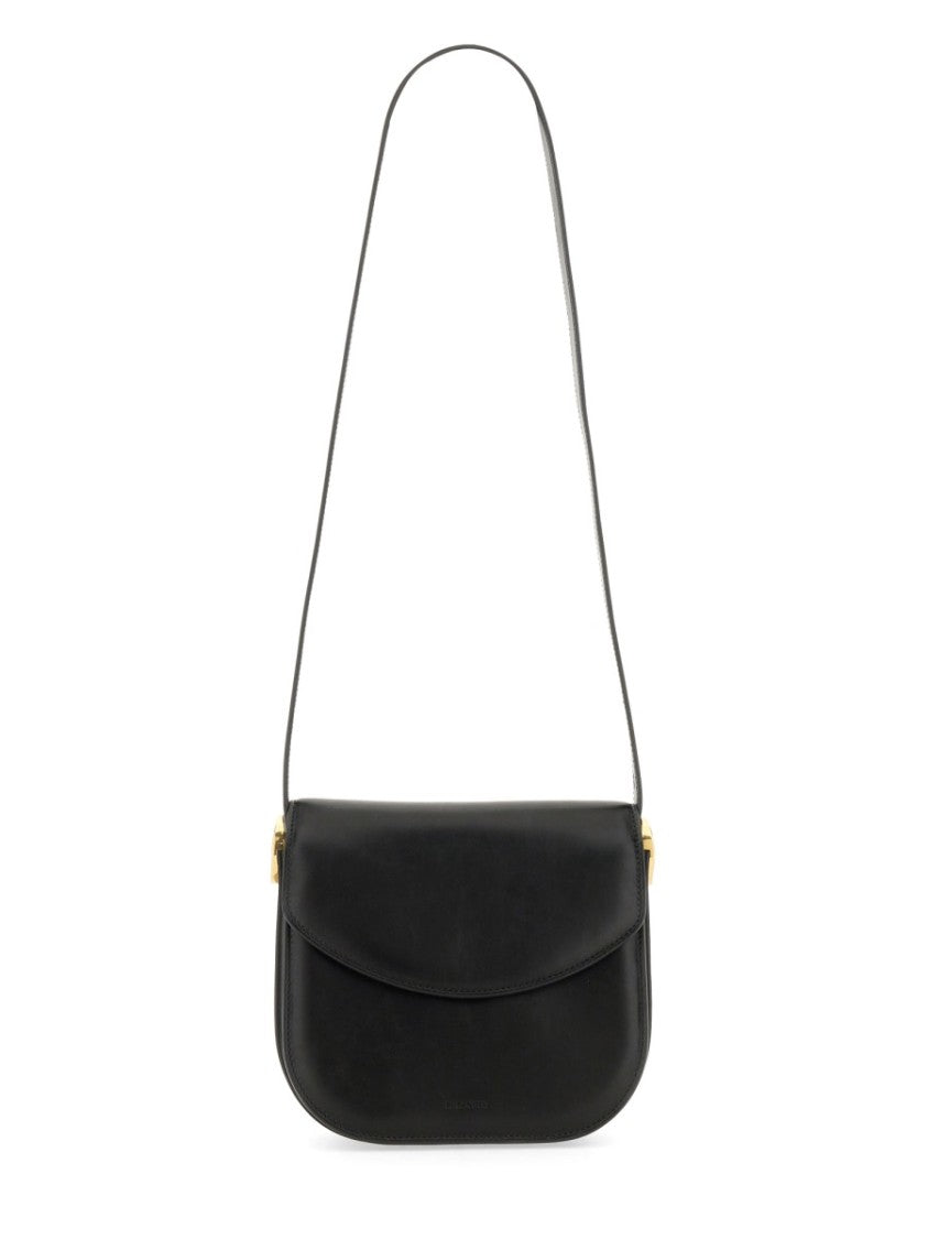 Leather Coin Shoulder Bag With Gold-Tone Clasp